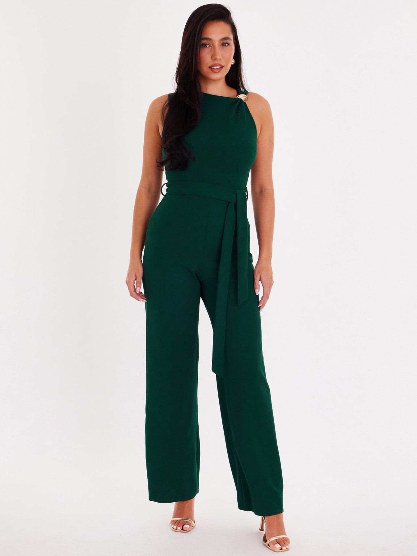 Quiz Bottle Green Buckle Detail Jumpsuit