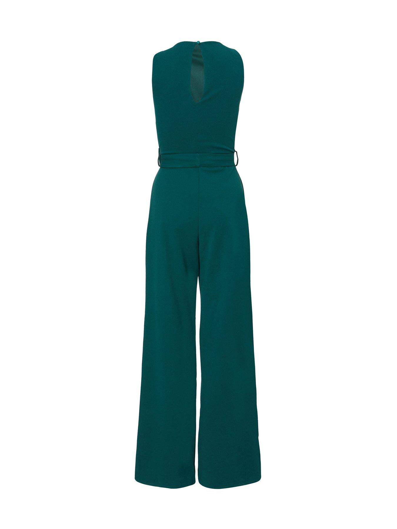  image of quiz-bottle-green-buckle-detail-jumpsuit