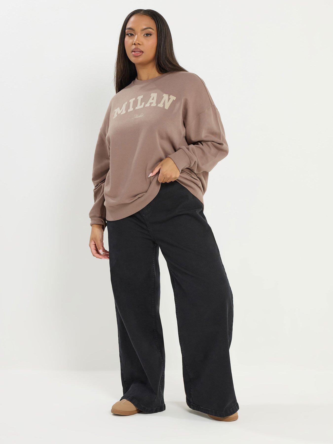 Image 3 of 5 of Yours Curve Milan Sweatshirt - Brown