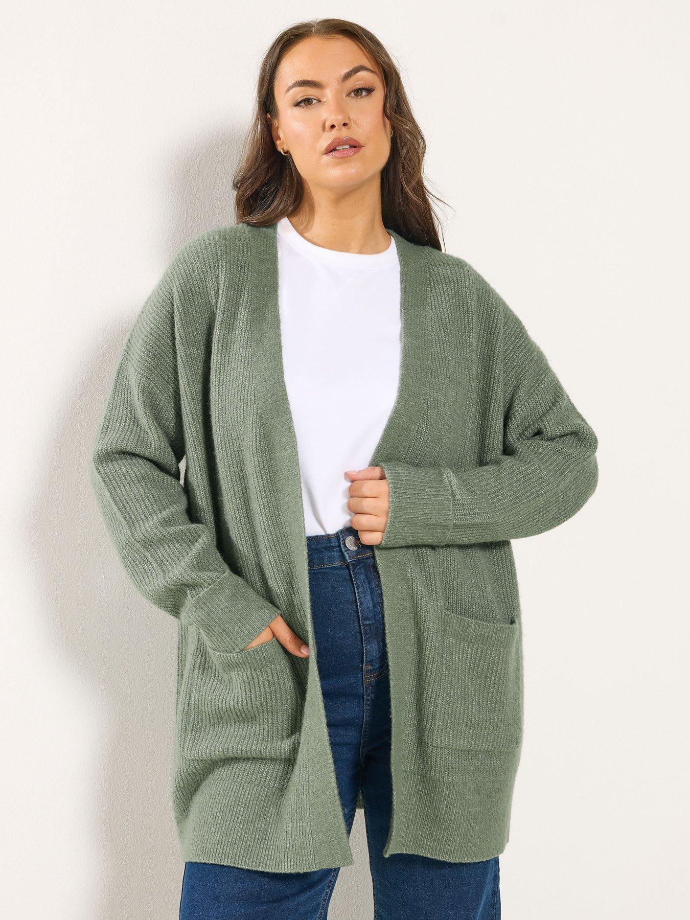 Yours Curve Soft Handle Cardigan - Green