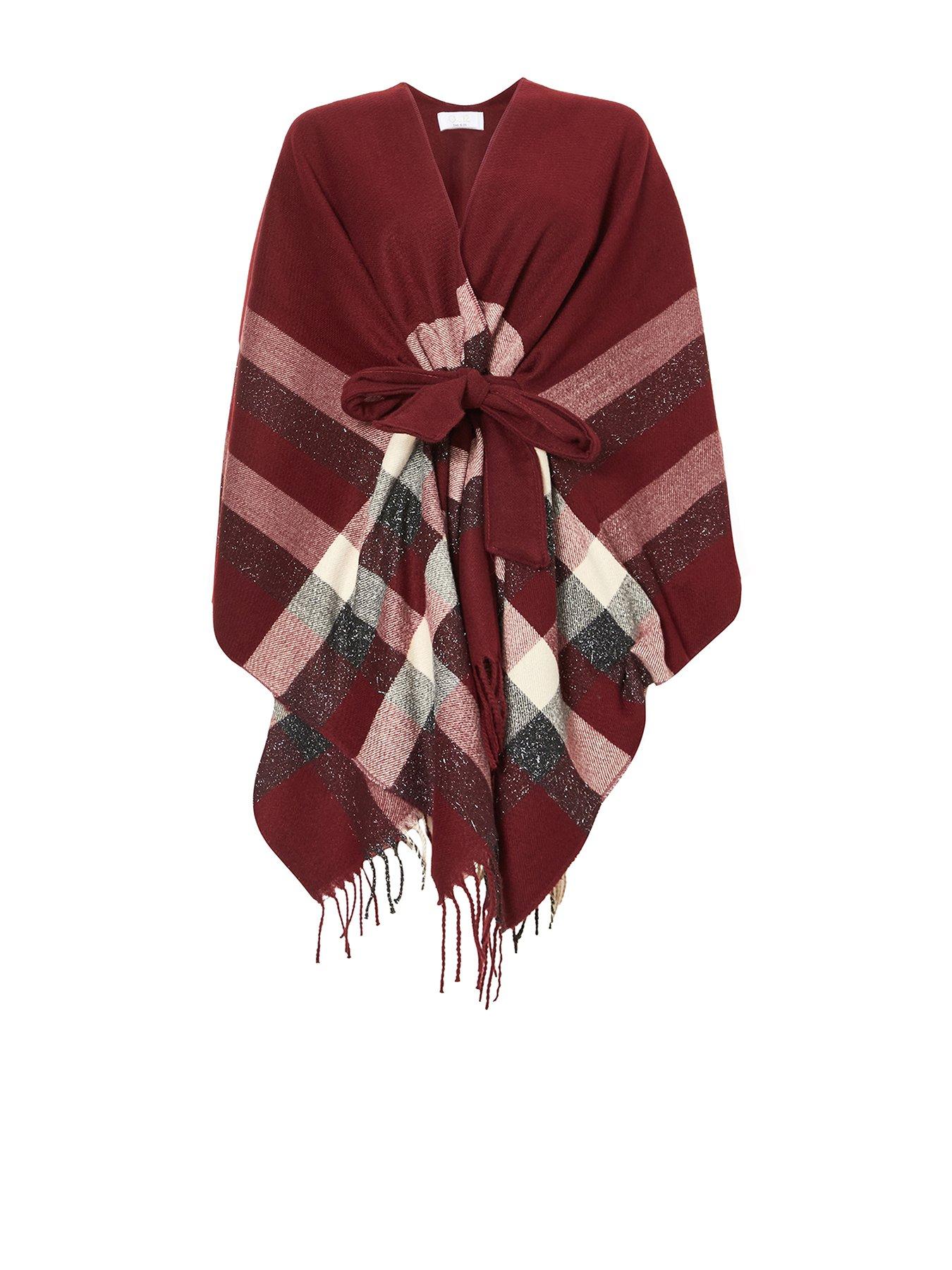 Quiz Burgundy Checked Cape