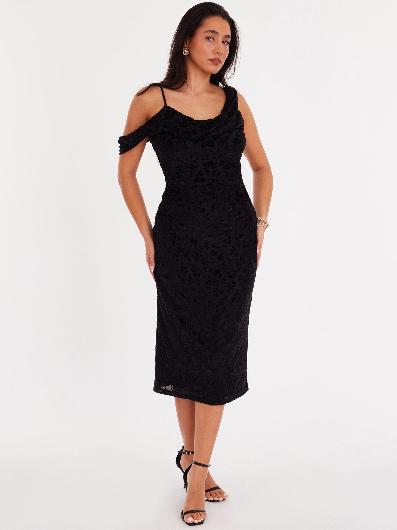  image of quiz-black-velvet-floral-midi-dress