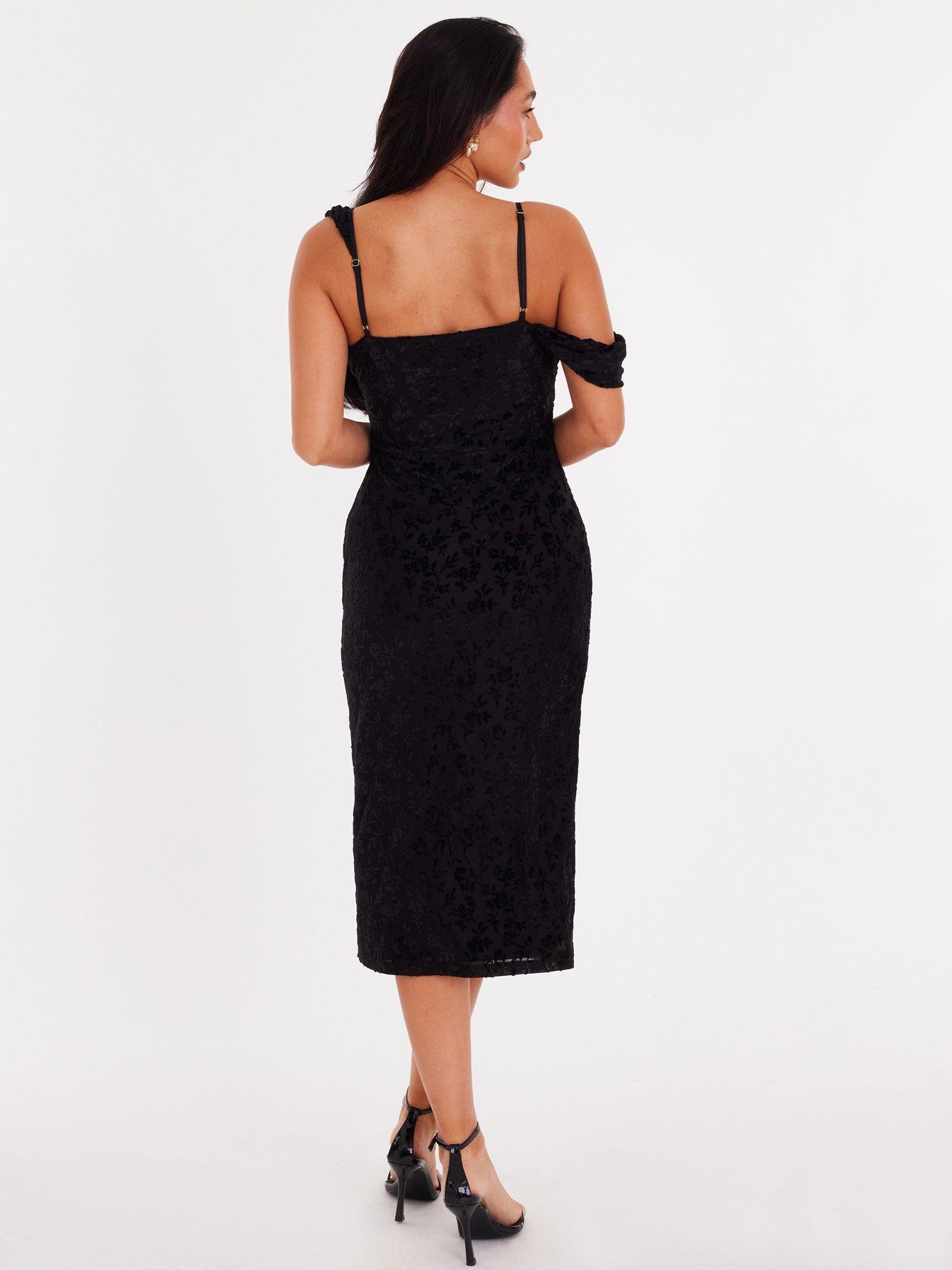  image of quiz-black-velvet-floral-midi-dress