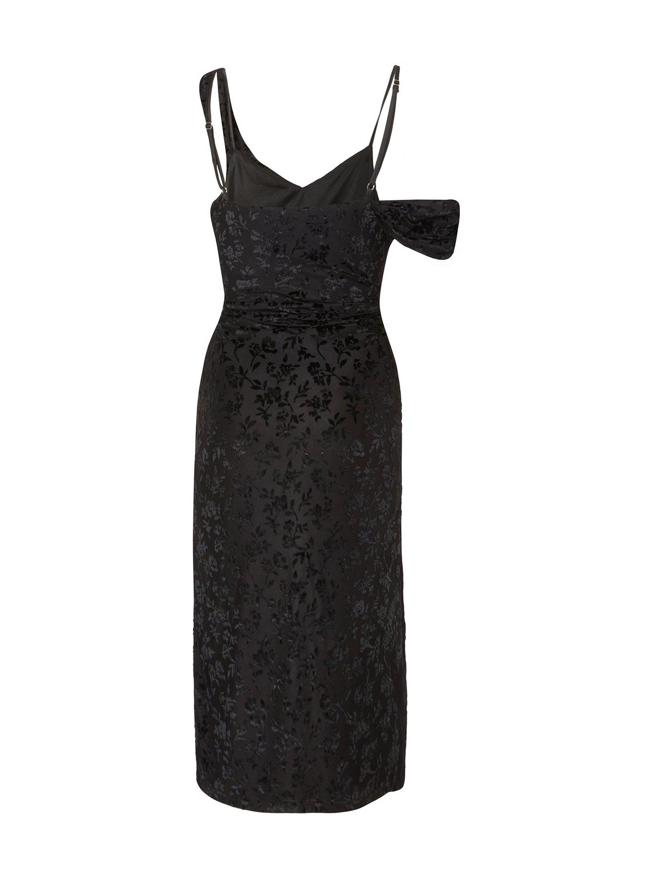  image of quiz-black-velvet-floral-midi-dress