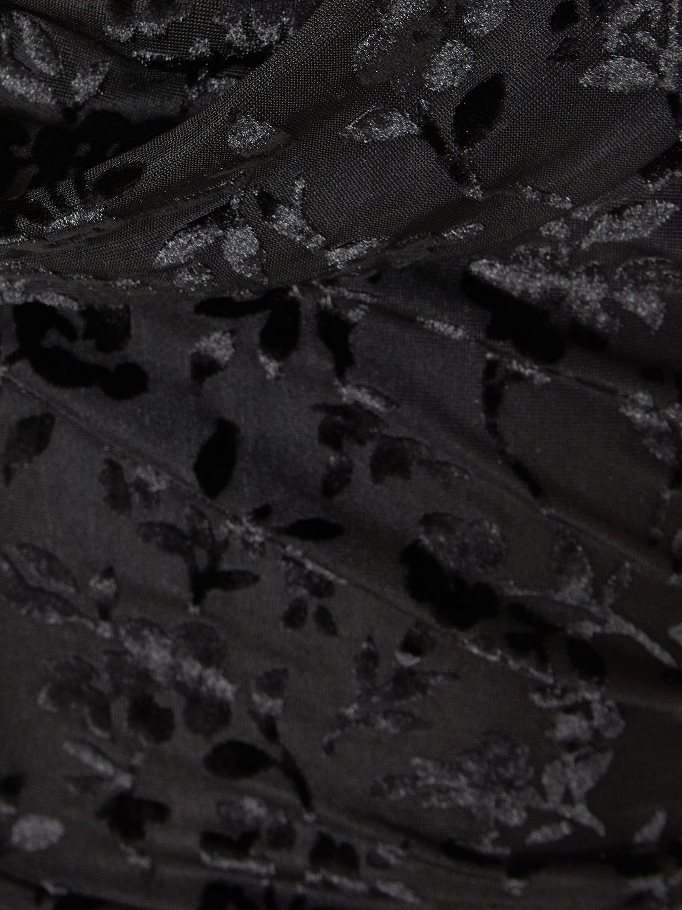  image of quiz-black-velvet-floral-midi-dress