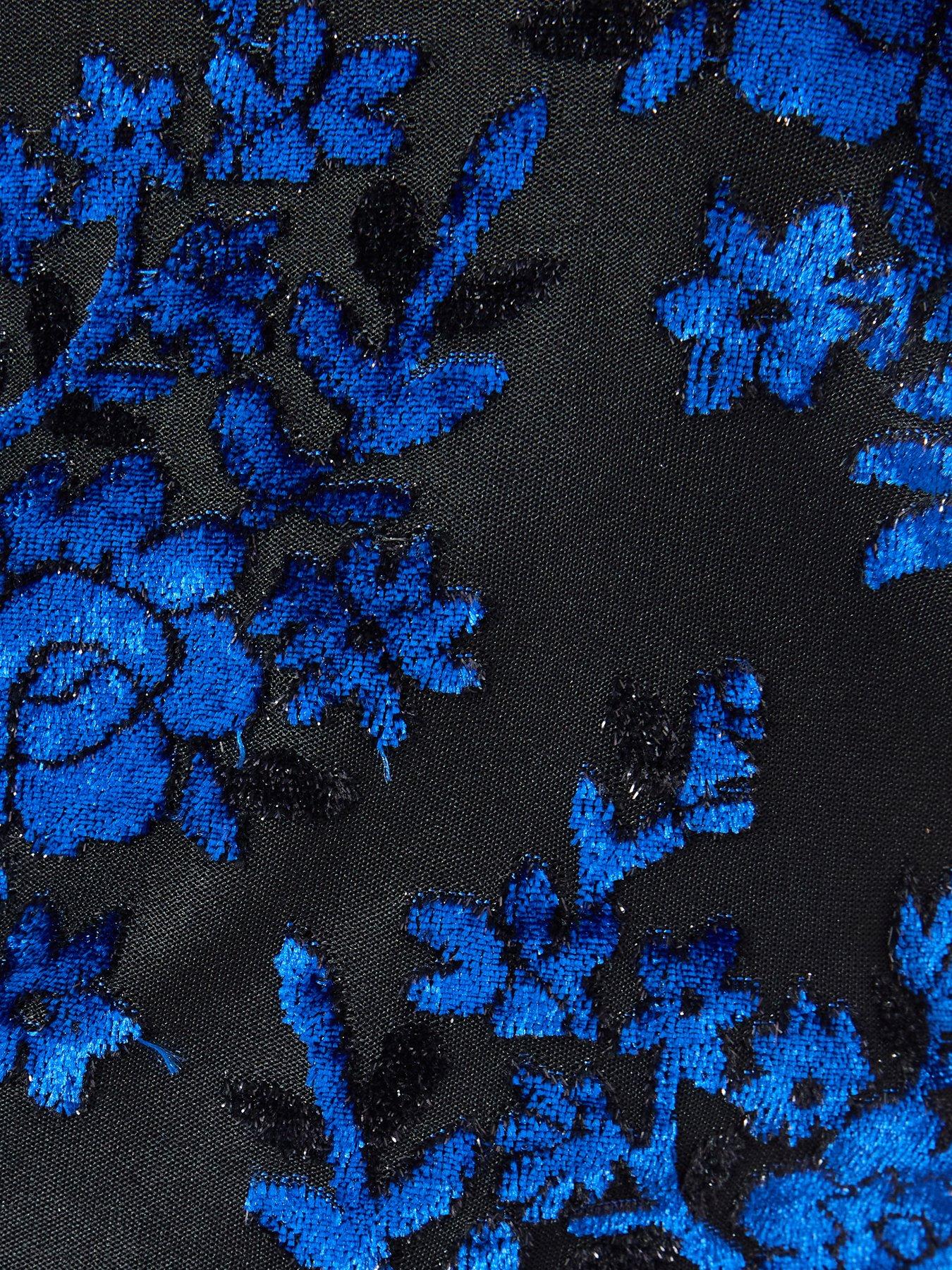  image of quiz-royal-blue-velvet-floral-midaxi-dress