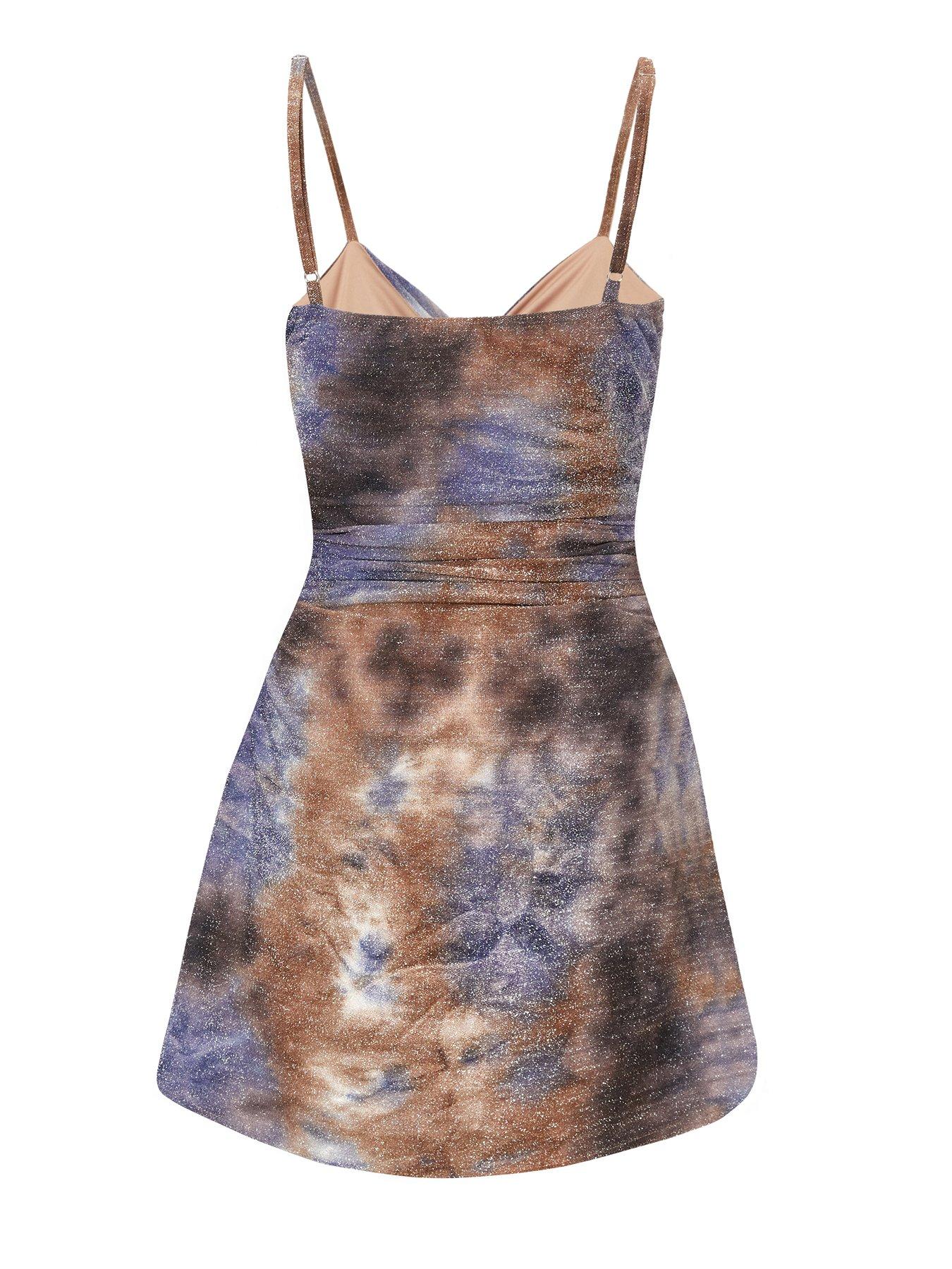 Image 4 of 6 of Quiz Blue Glitter Knot Front Mini Dress
