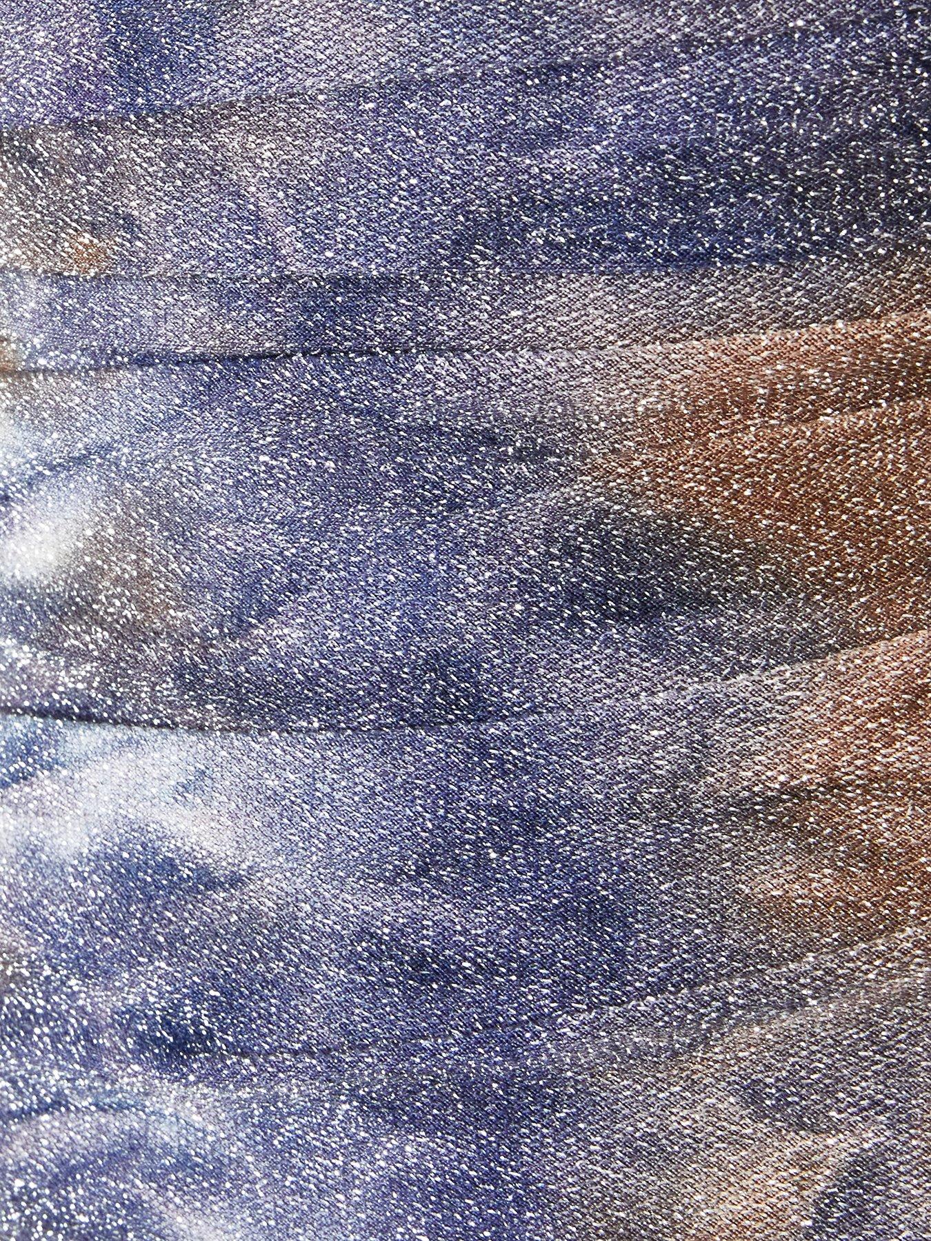 Image 6 of 6 of Quiz Blue Glitter Knot Front Mini Dress