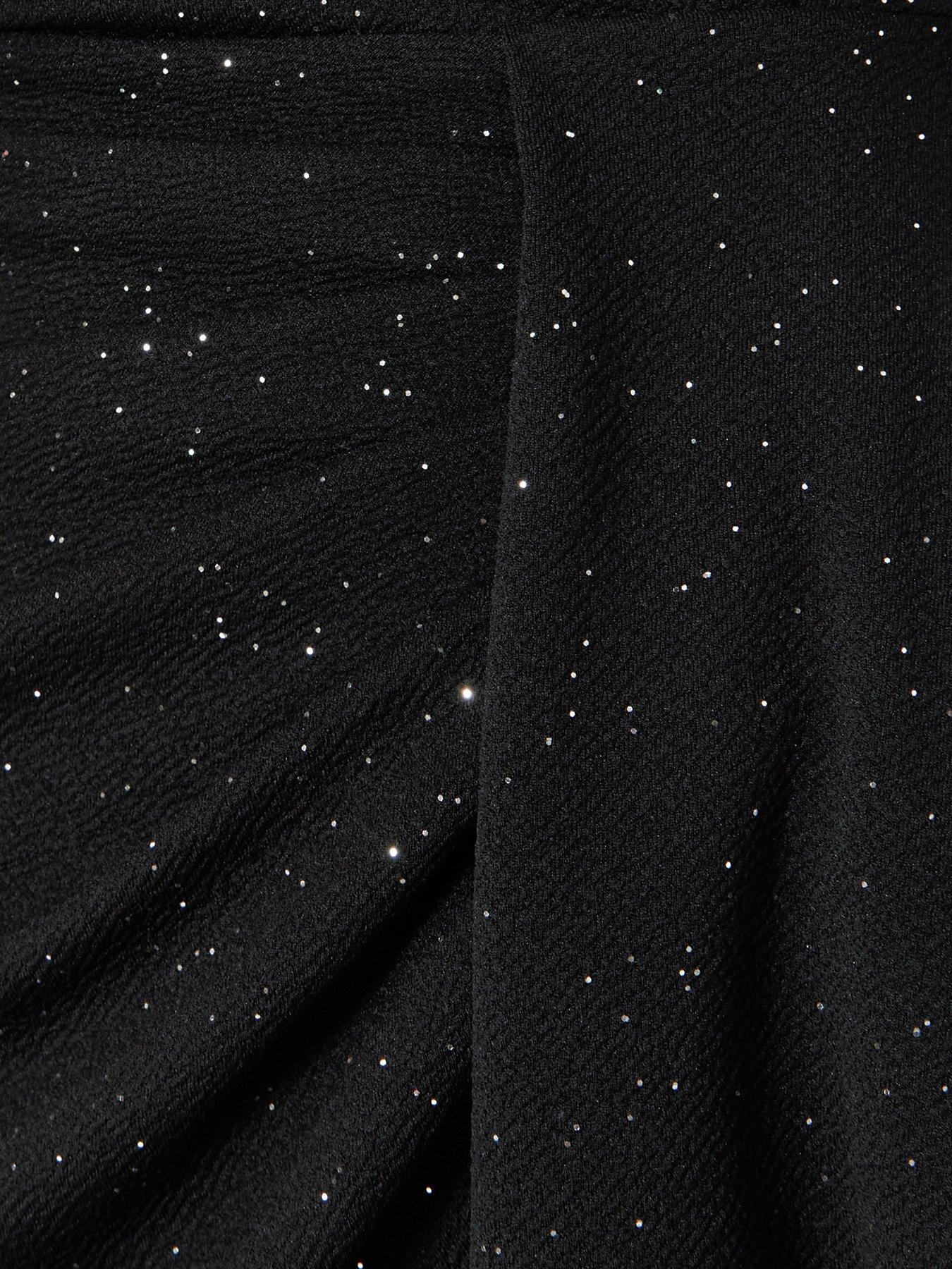 Image 6 of 6 of Quiz Black Glitter Ruched Midi Dress