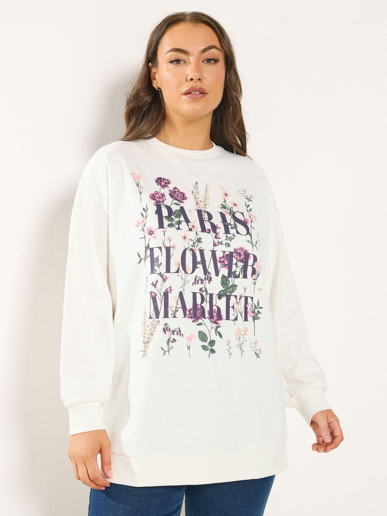  image of yours-curve-paris-flower-market-sweatshirt-white