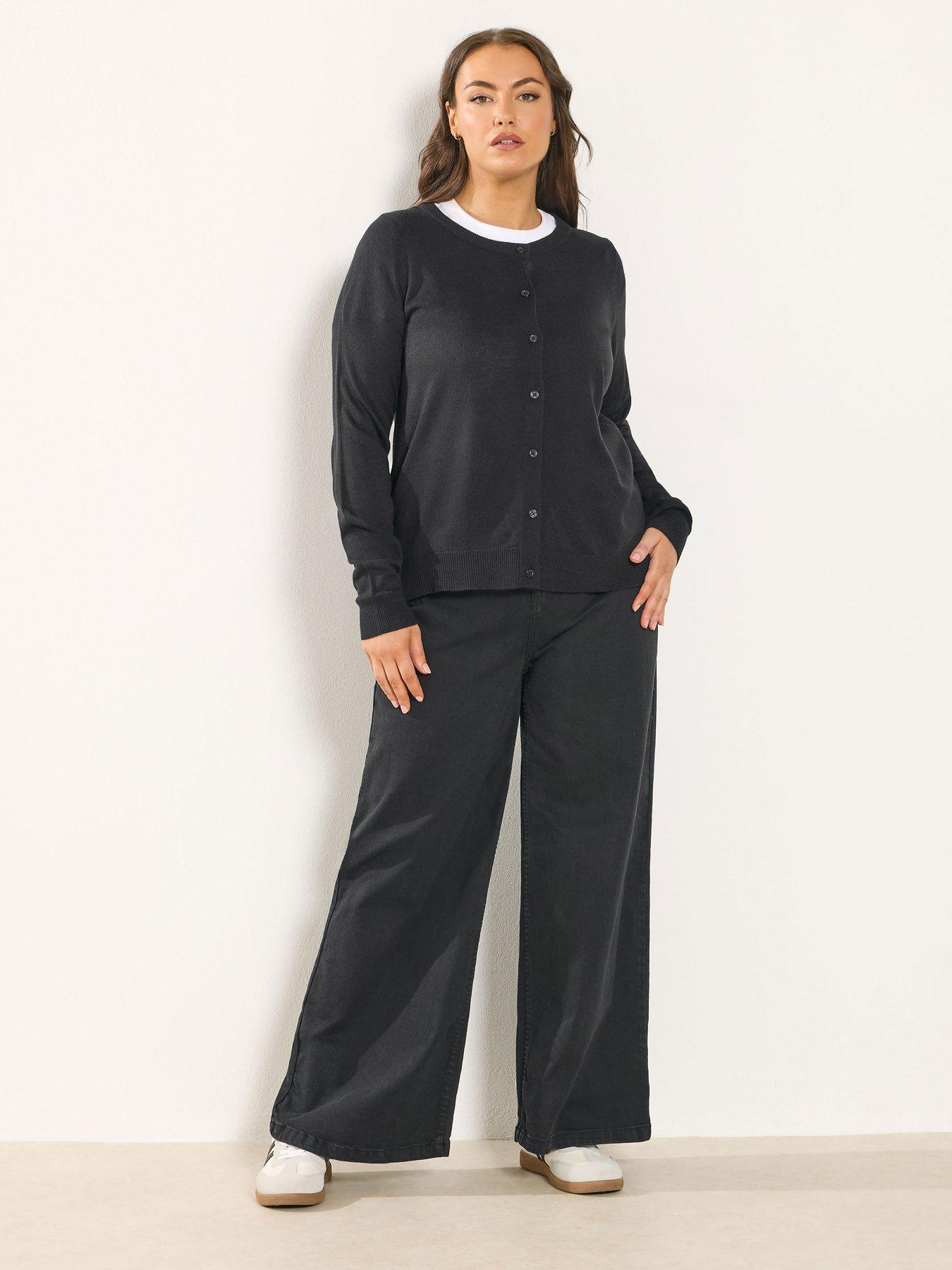 Image 3 of 4 of Yours Curve Button Through Cardigan - Black
