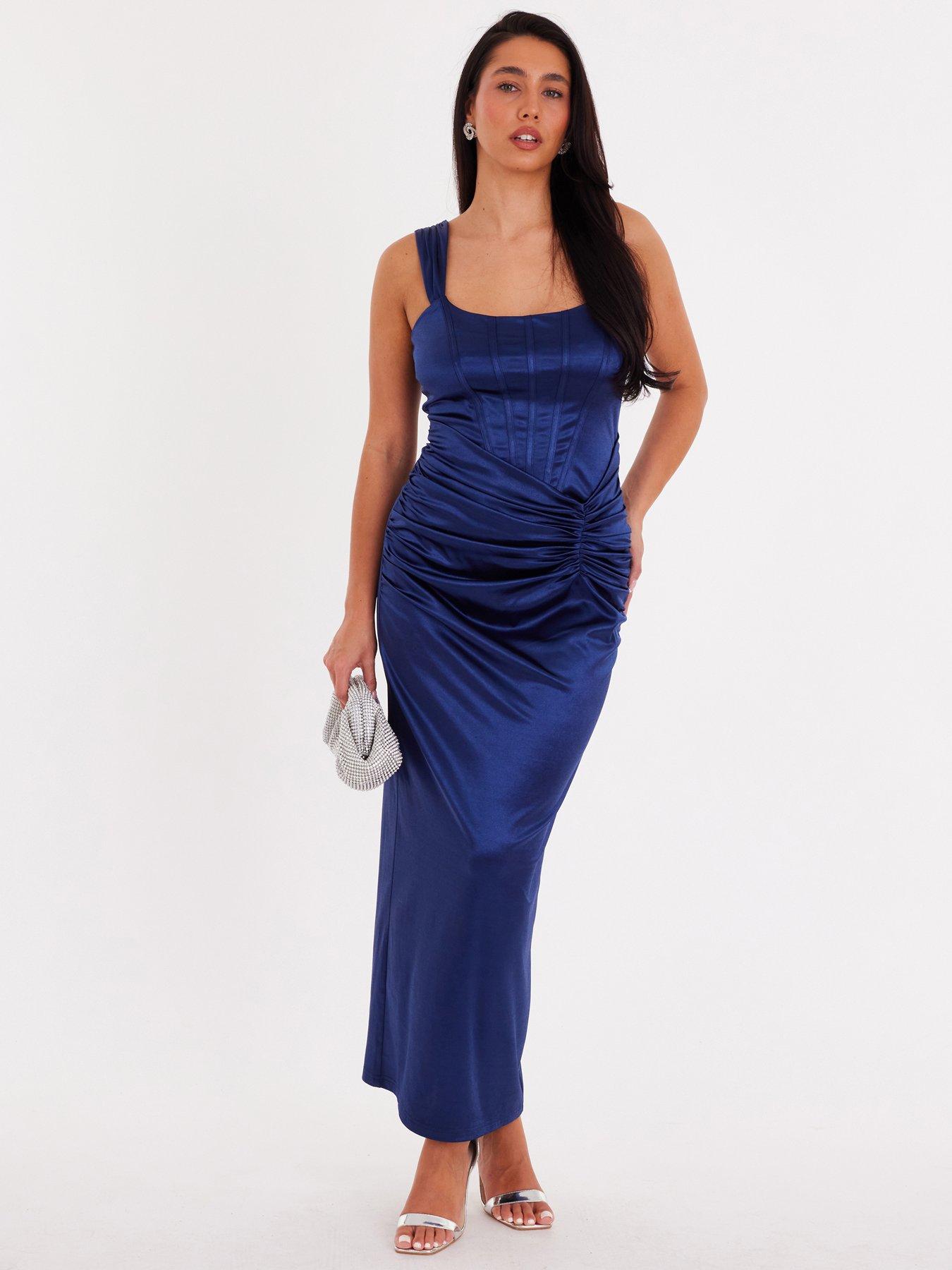 front image of quiz-navy-square-neck-satin-midaxi-dress