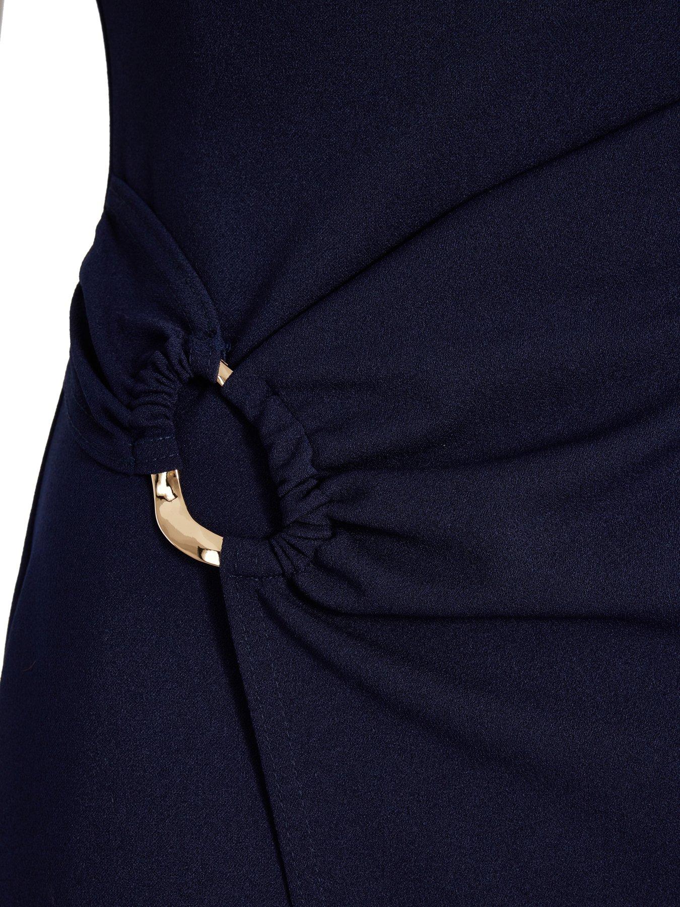  image of quiz-navy-asymmetric-wrap-midaxi-dress