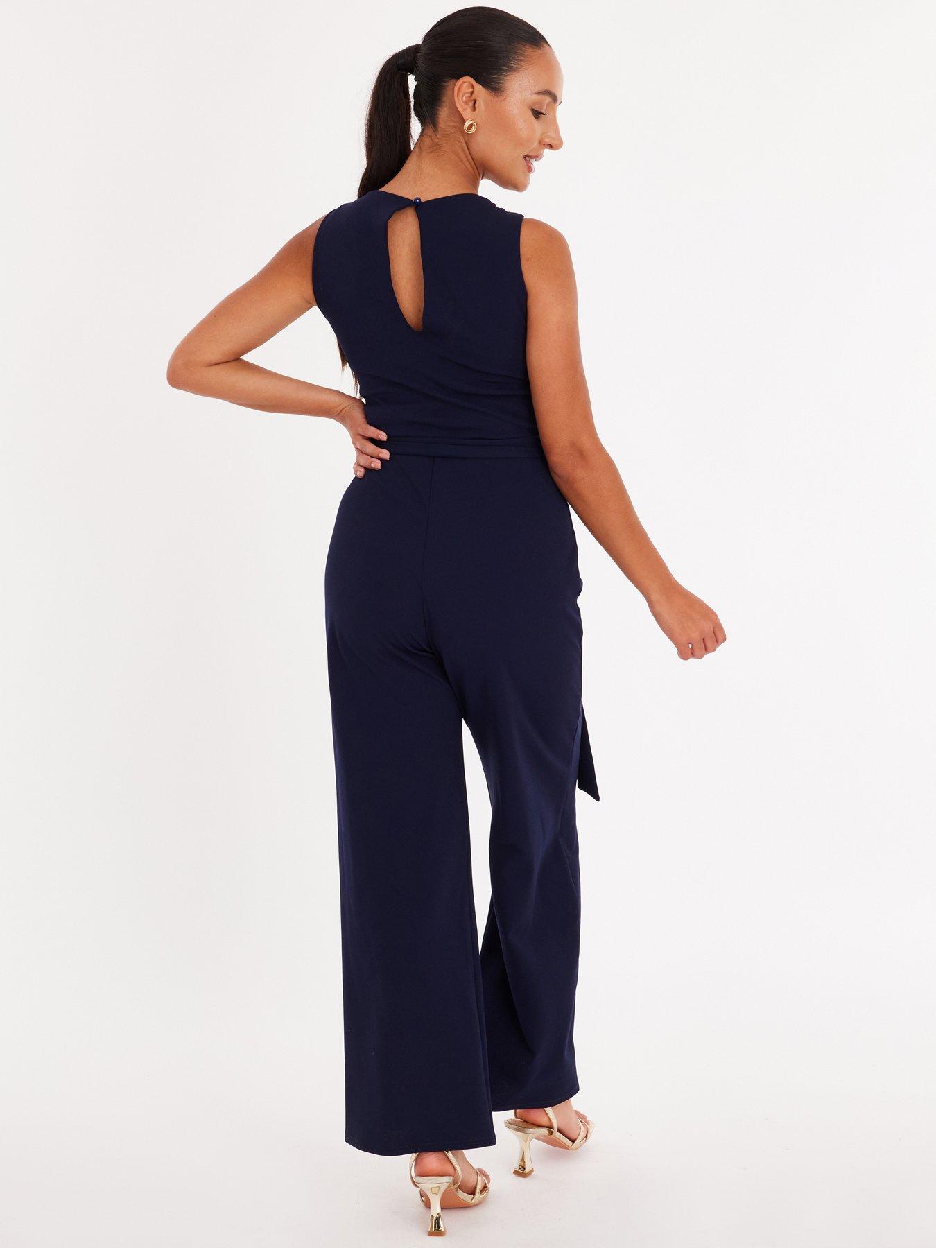  image of quiz-petite-navy-buckle-shoulder-jumpsuit