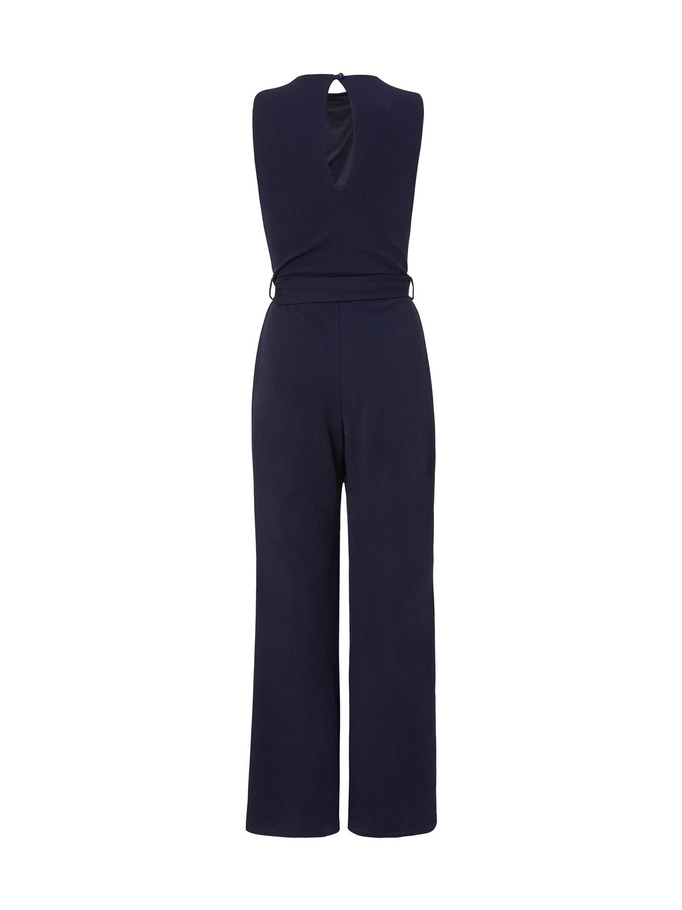  image of quiz-petite-navy-buckle-shoulder-jumpsuit