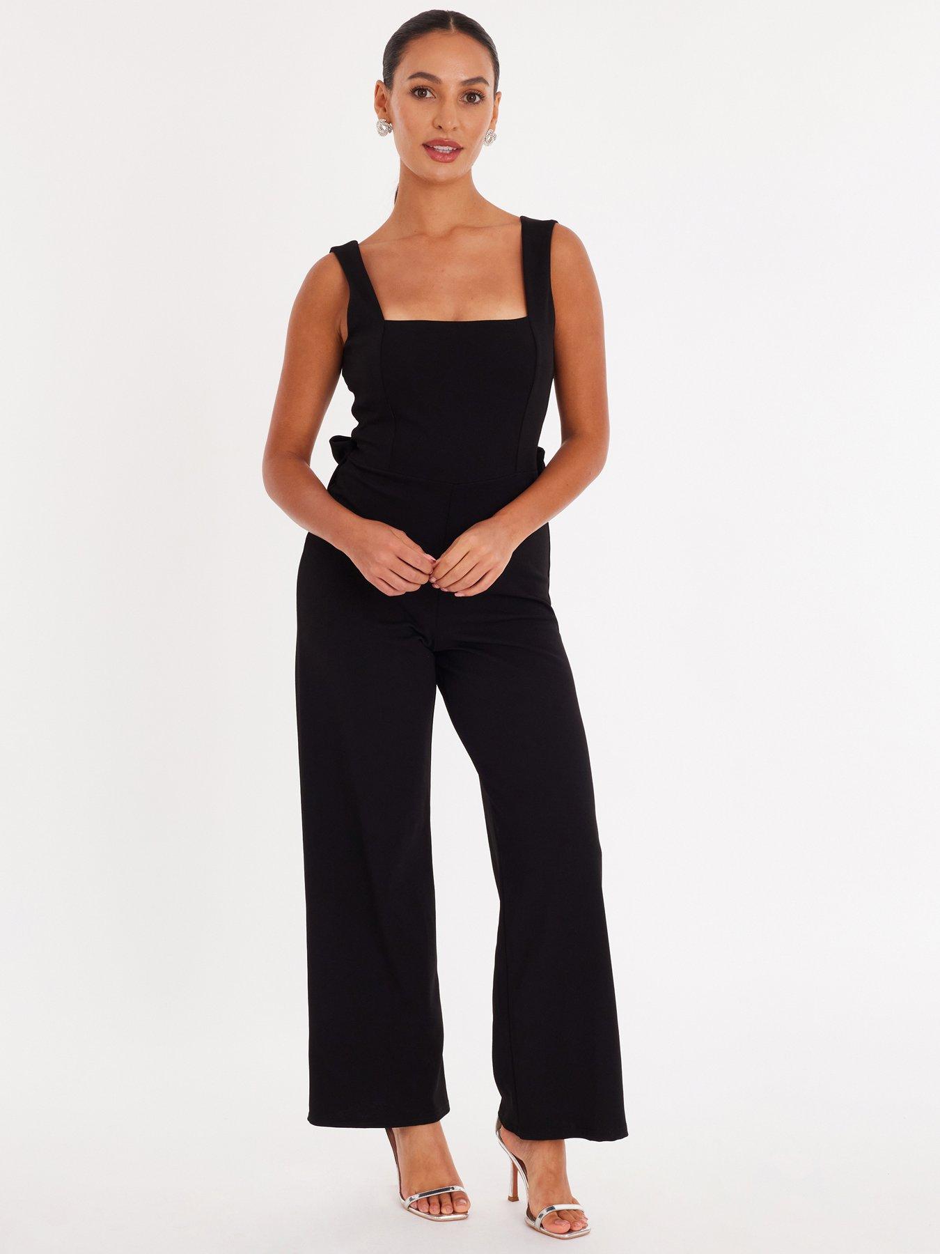 Quiz Petite Black Bow Back Jumpsuit