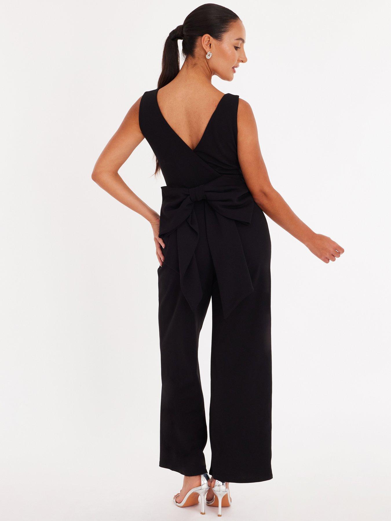  image of quiz-petite-black-bow-back-jumpsuit