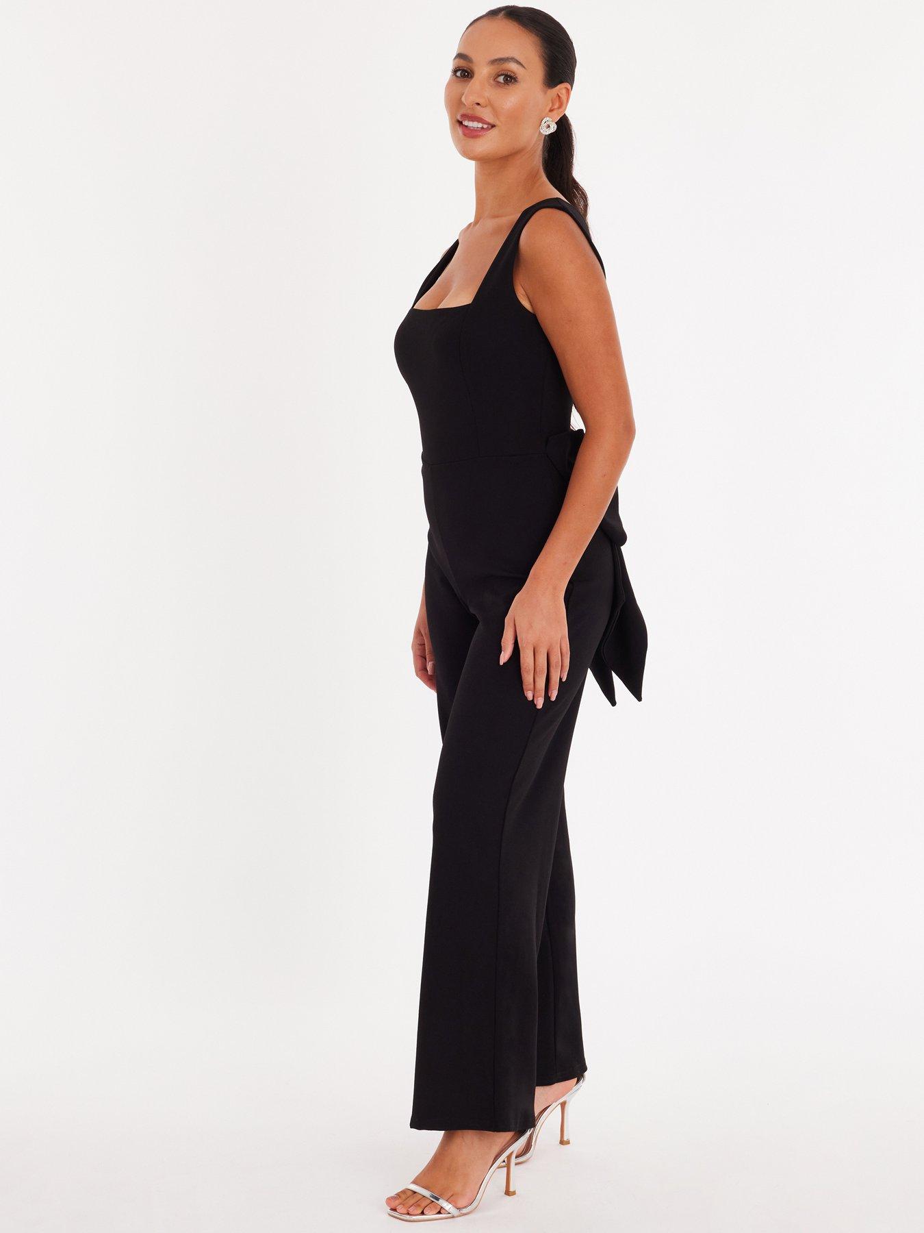 image of quiz-petite-black-bow-back-jumpsuit