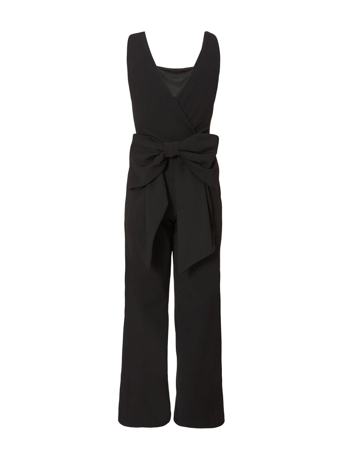  image of quiz-petite-black-bow-back-jumpsuit