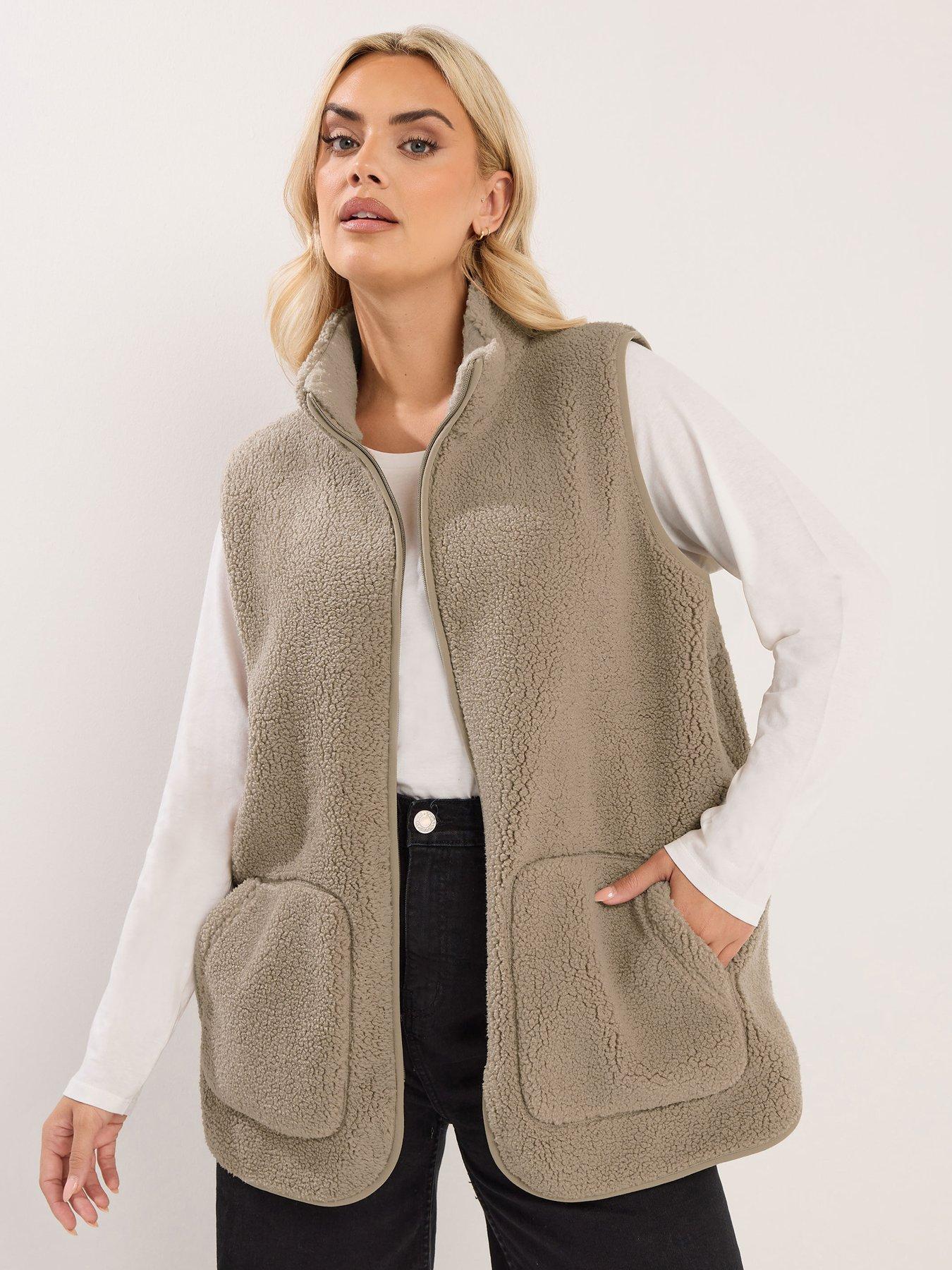 Yours Curve Borg Gilet - Cream