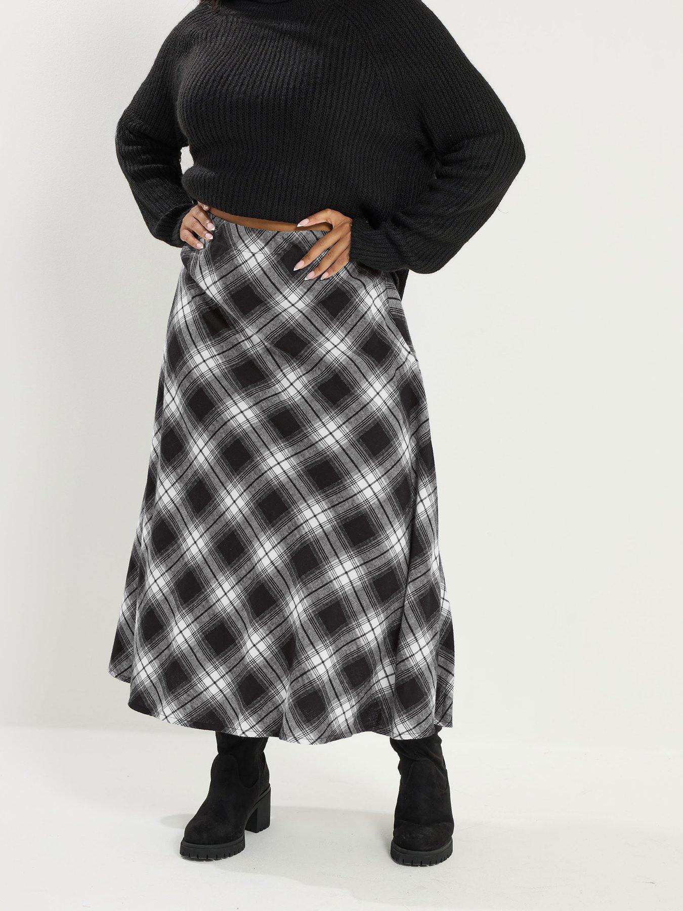  image of yours-curve-check-maxi-skirt-black