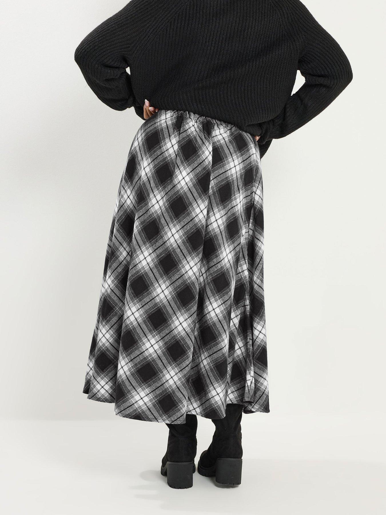  image of yours-curve-check-maxi-skirt-black