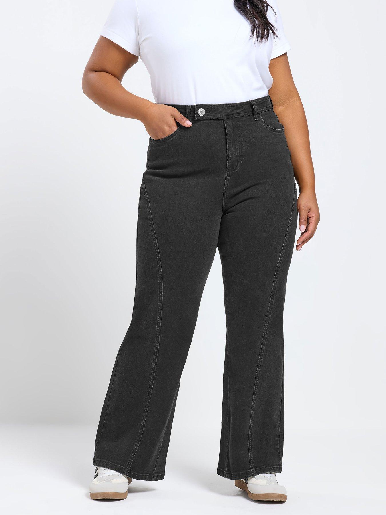 Yours Curve Extend Waist Sandblast Wide Leg Jean