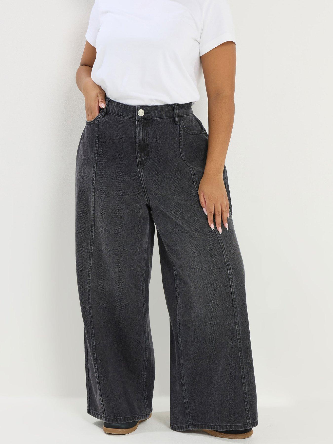 Yours Curve Rigid Plazzo Front Seam Jeans