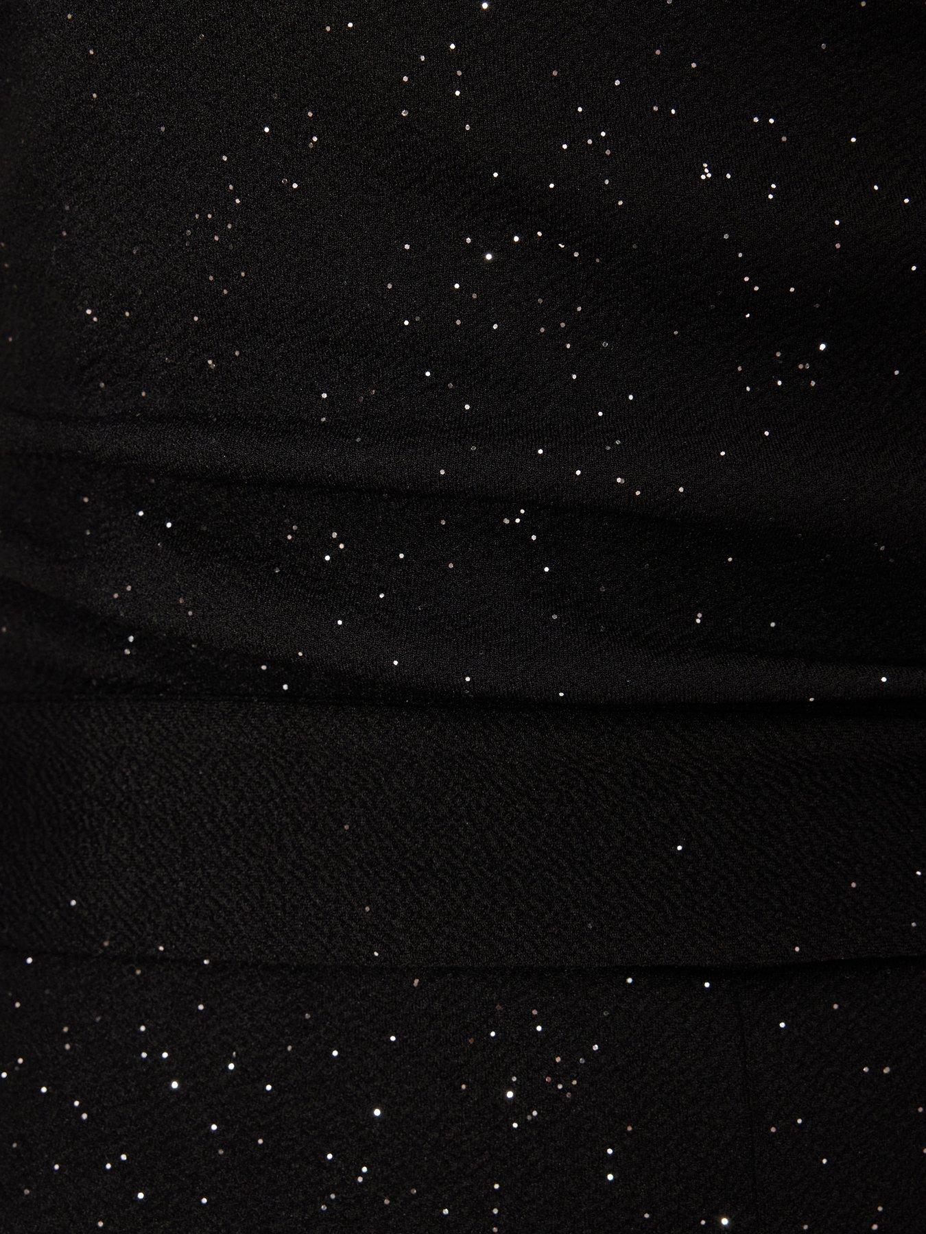 image of quiz-glitter-drop-sleeve-jumpsuit-black