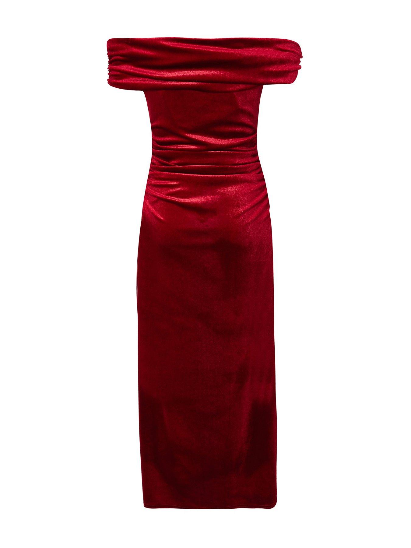  image of quiz-burgundy-velvet-corsage-midi-dress