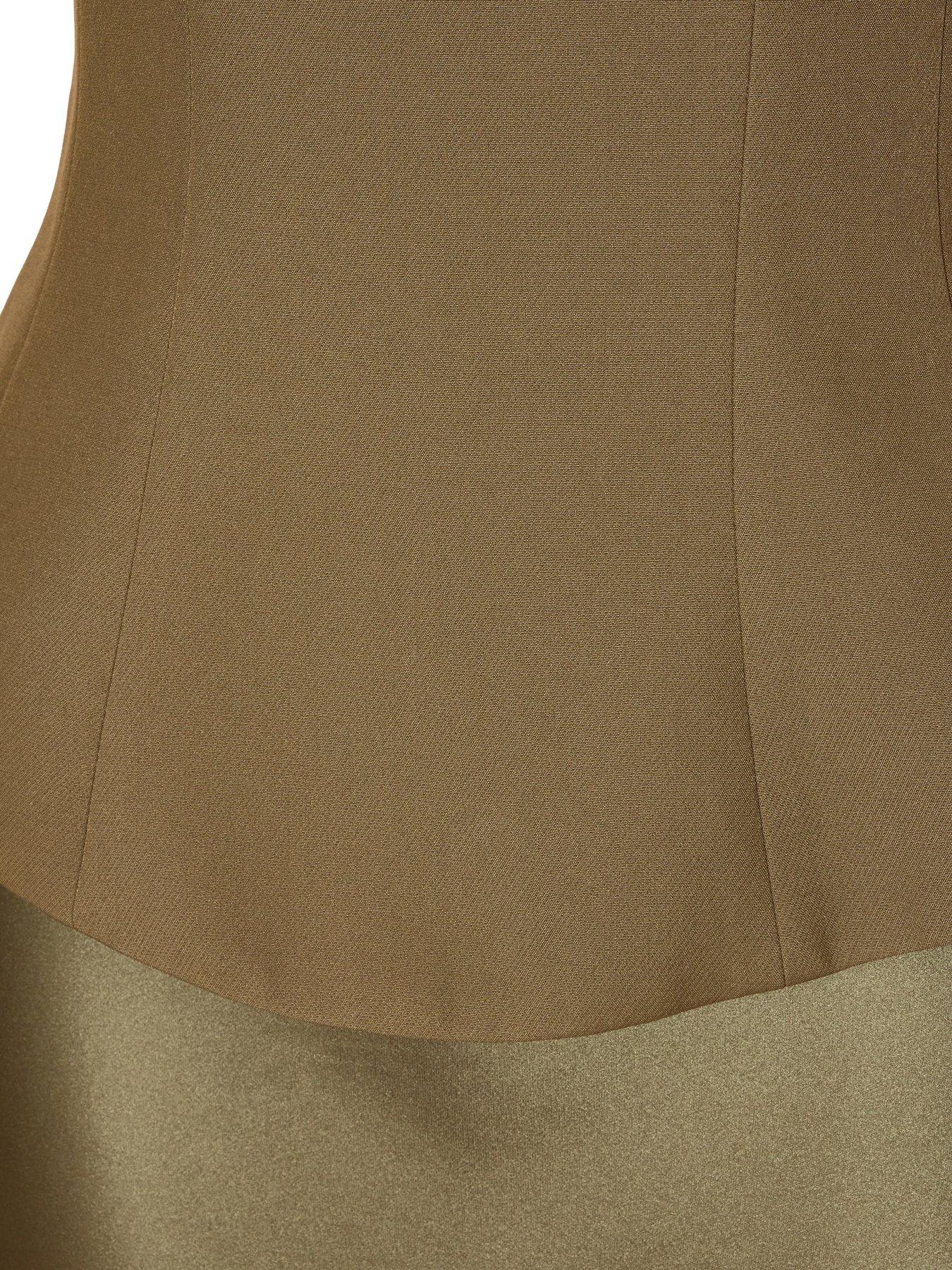  image of quiz-olive-strapless-satin-skirt-midaxi-dress