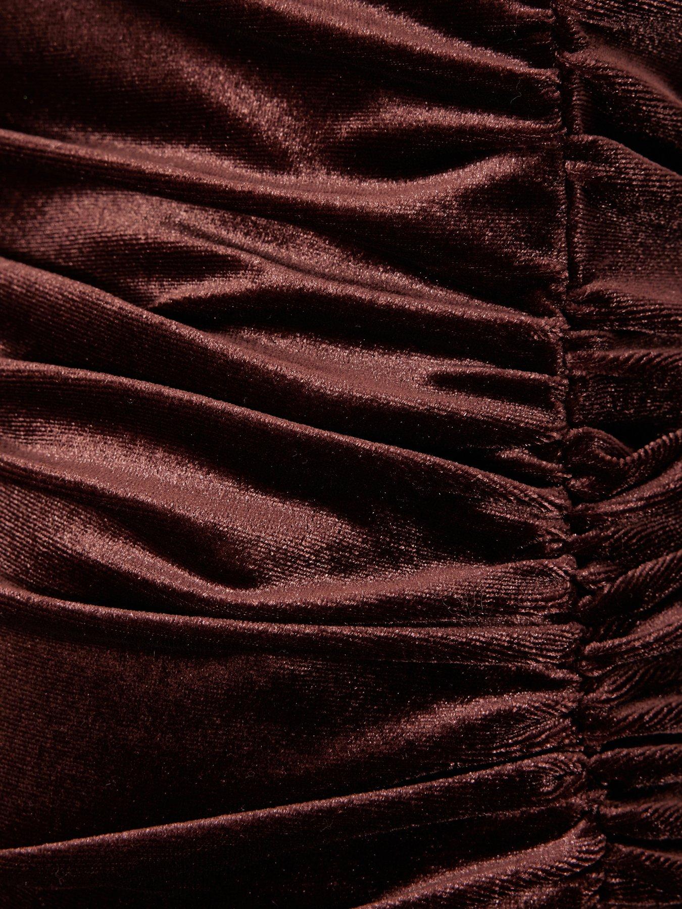  image of quiz-brown-velvet-buckle-midaxi-dress