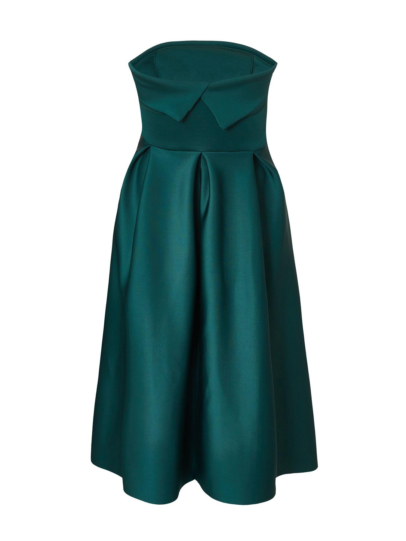  image of quiz-curve-bottle-green-bandeau-skater-dress