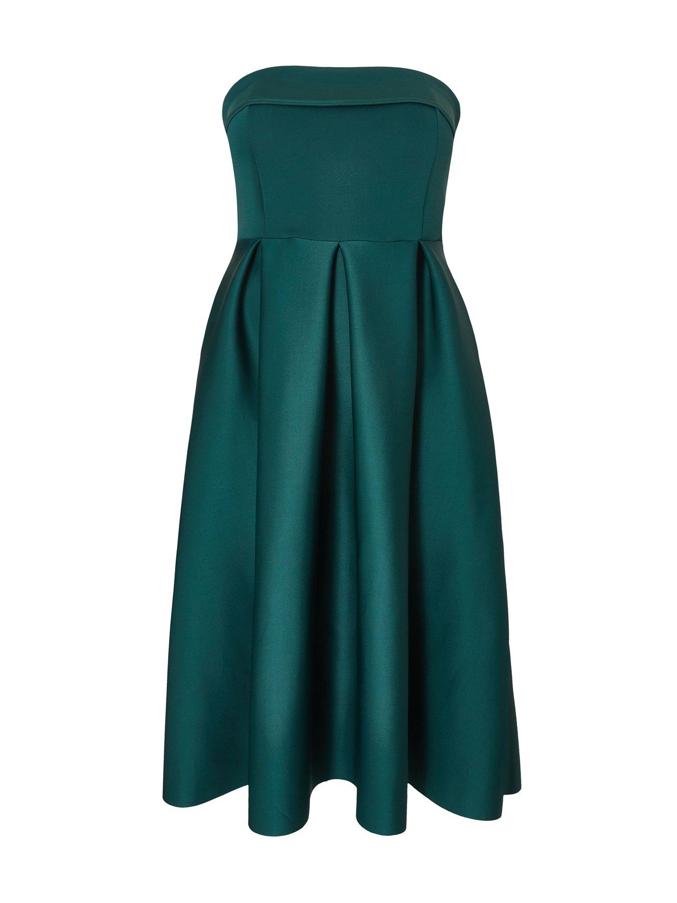  image of quiz-curve-bottle-green-bandeau-skater-dress