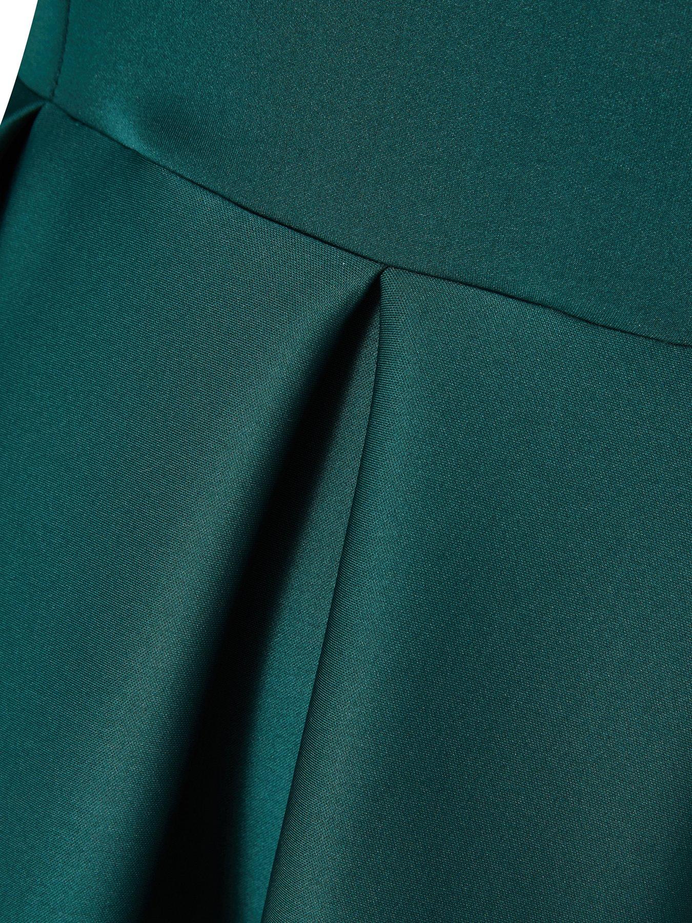  image of quiz-curve-bottle-green-bandeau-skater-dress