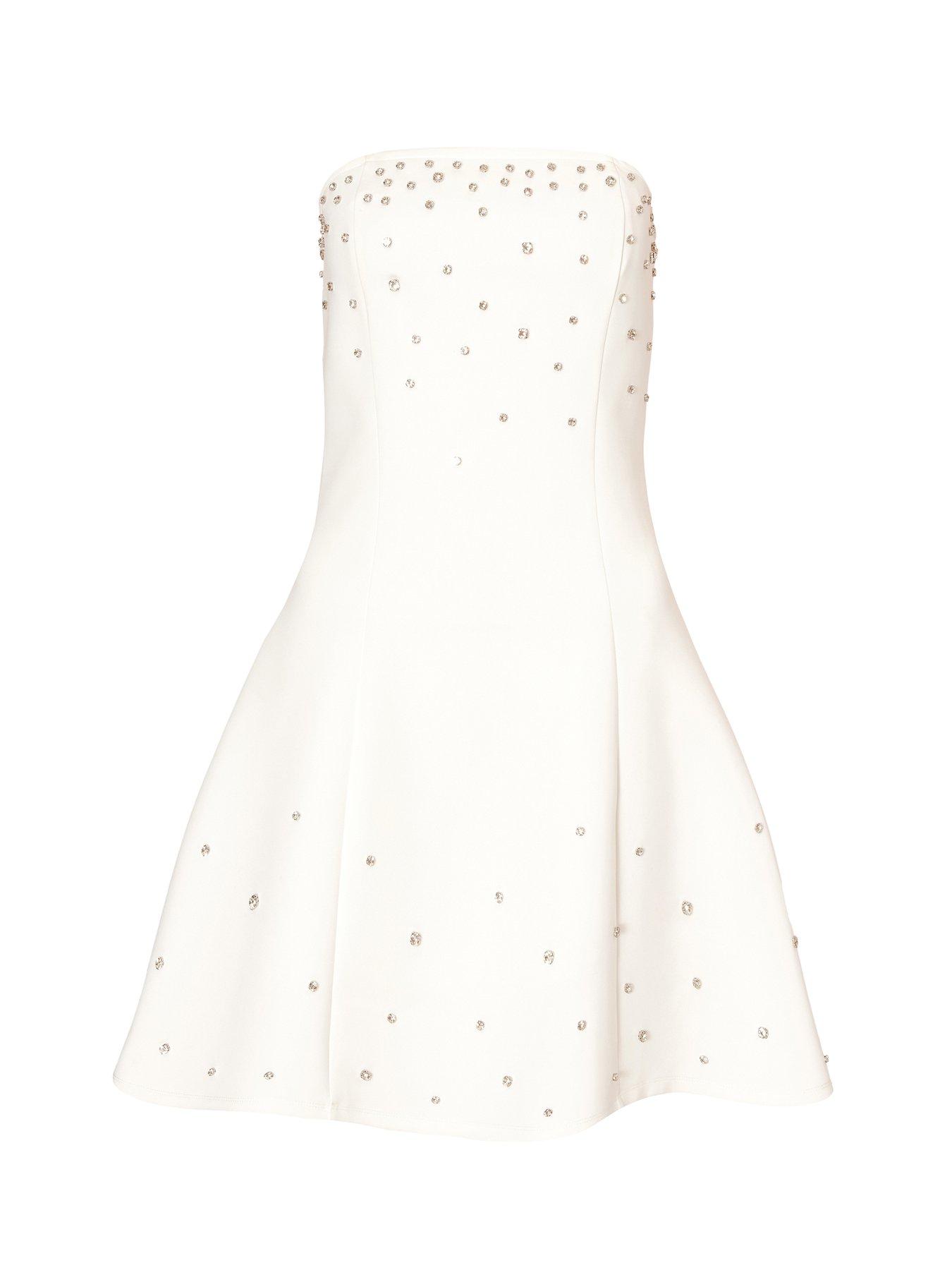  image of quiz-white-bandeau-diamante-mini-dress