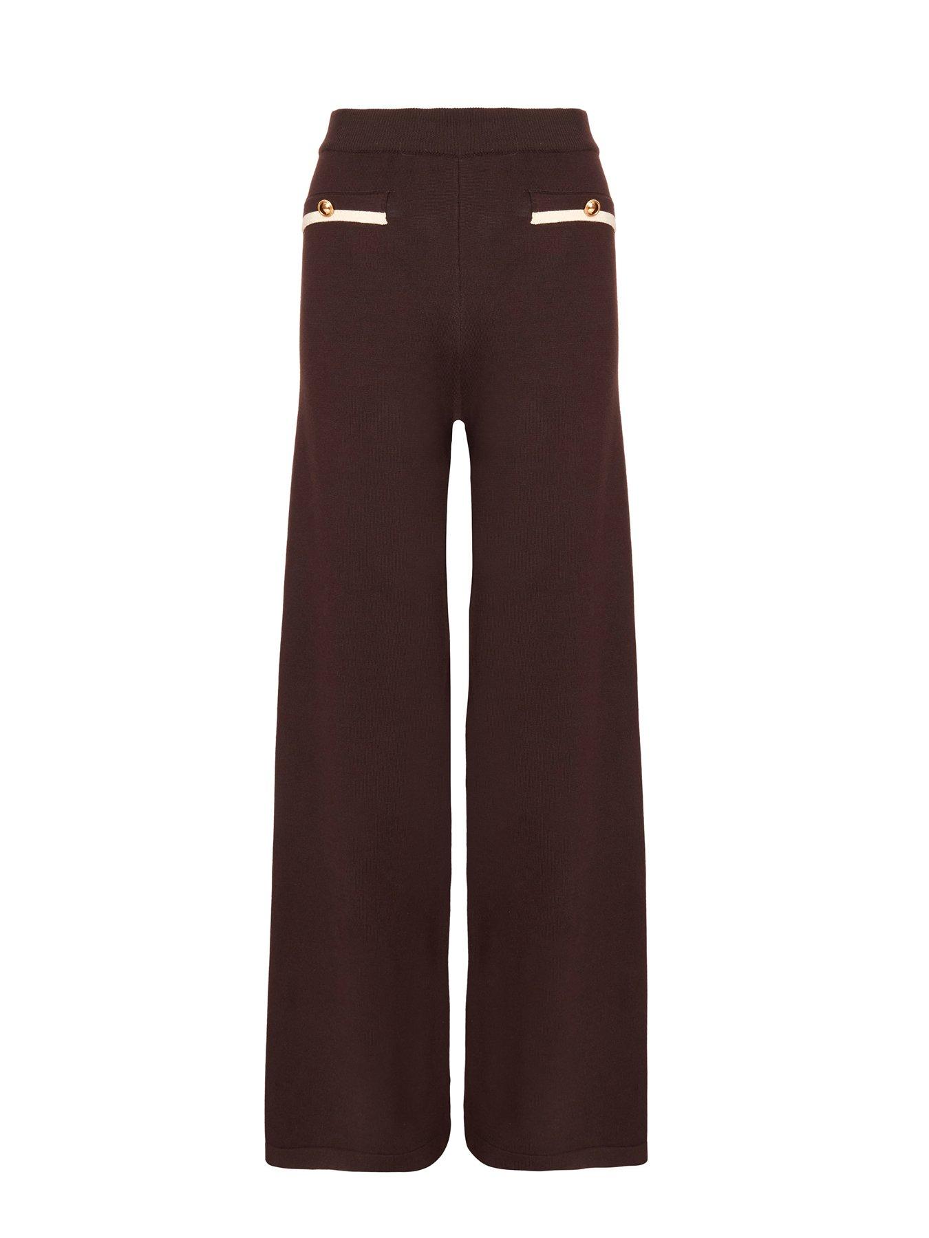  image of quiz-brown-knit-palazzo-trousers