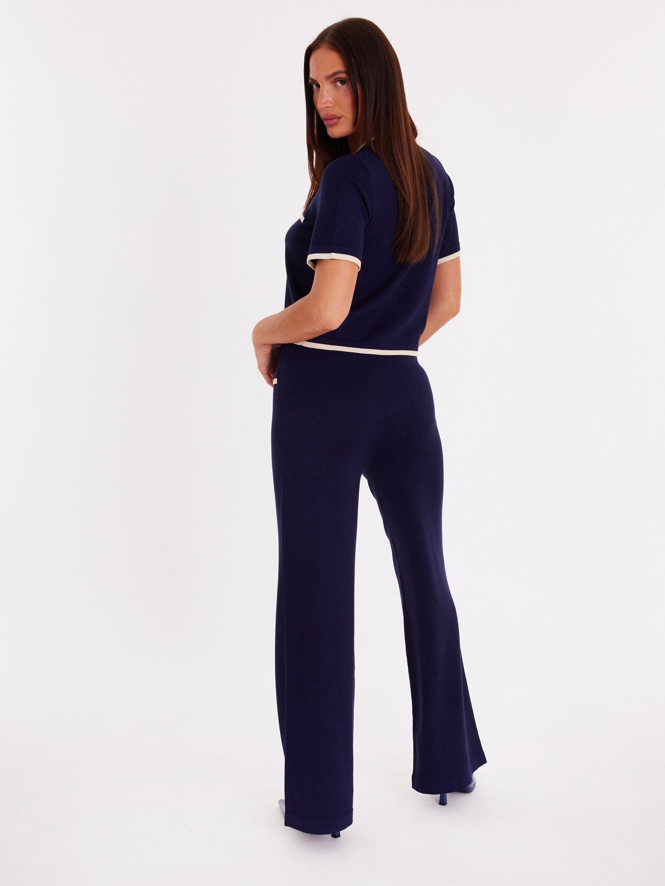  image of quiz-navy-knit-contrast-top
