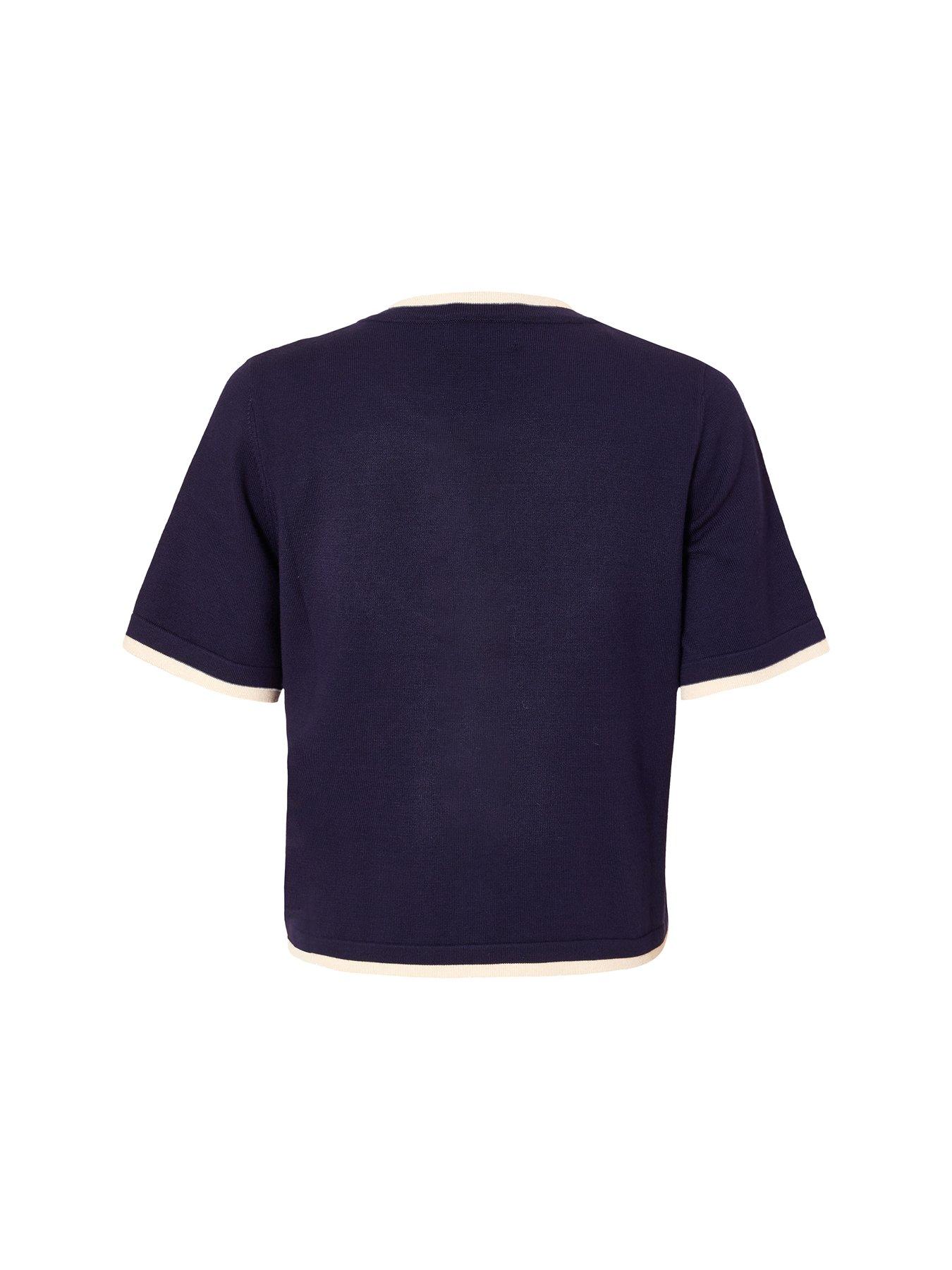  image of quiz-navy-knit-contrast-top