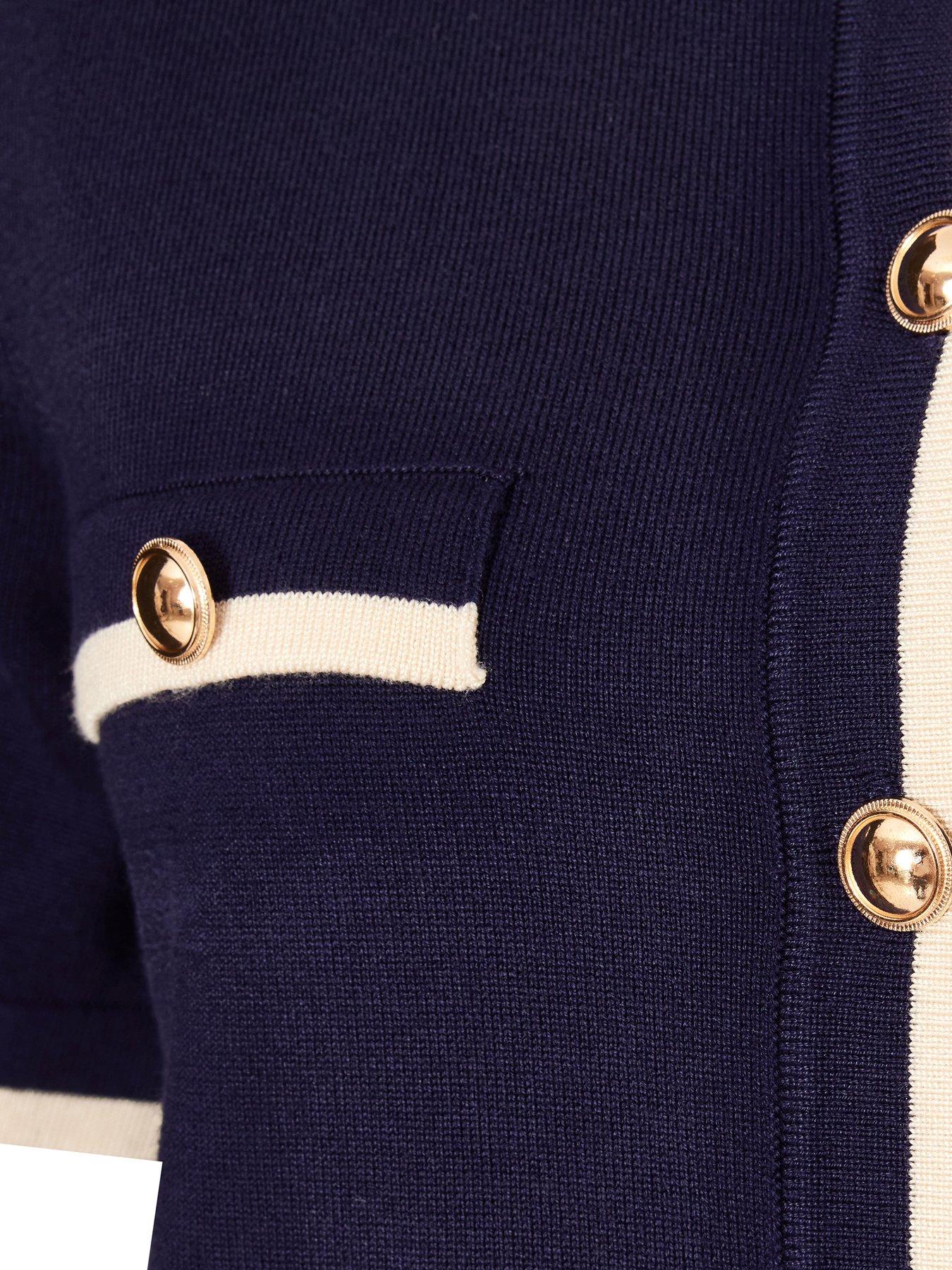  image of quiz-navy-knit-contrast-top