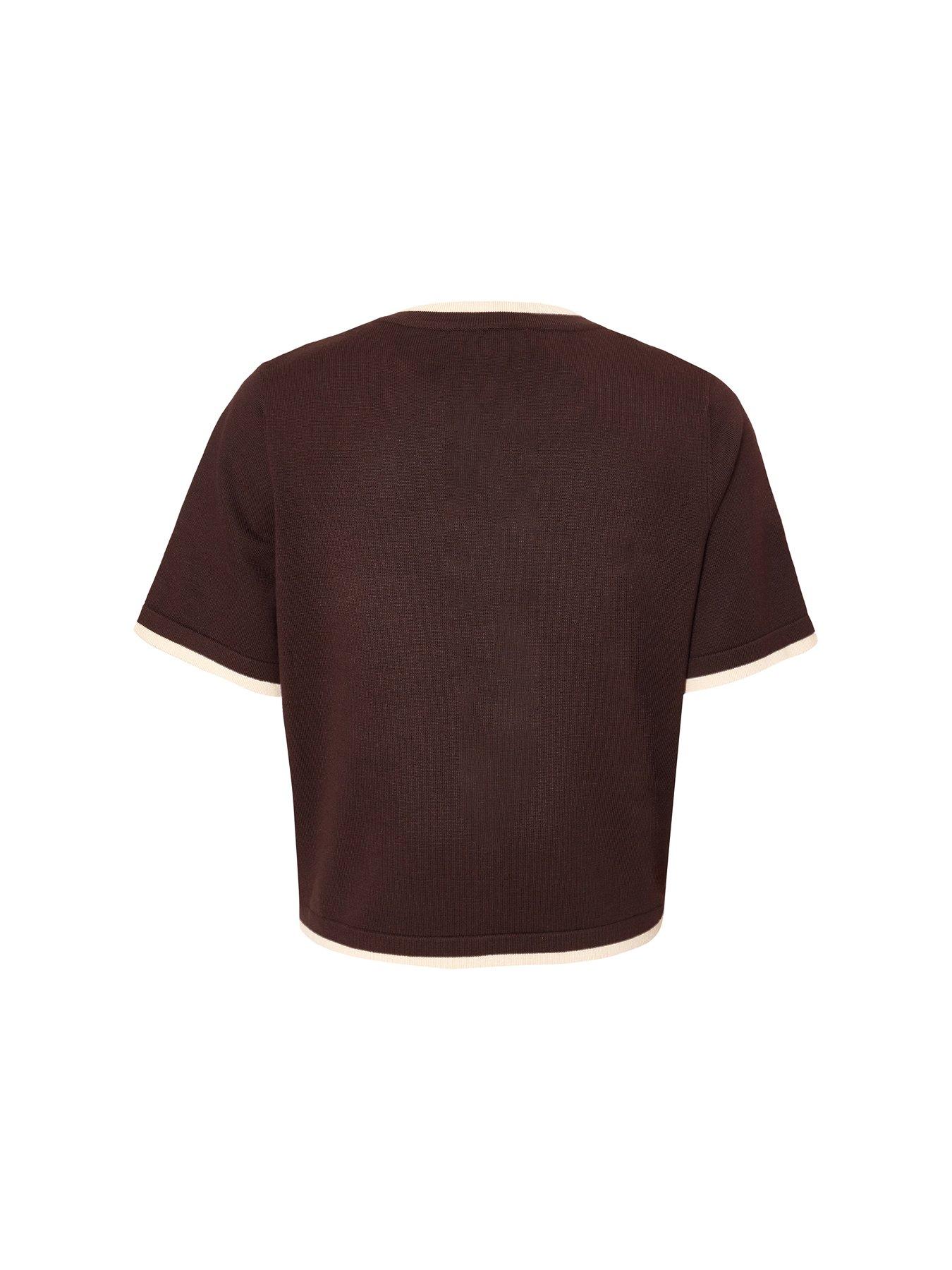 Image 5 of 6 of Quiz Brown Knit Contrast Top