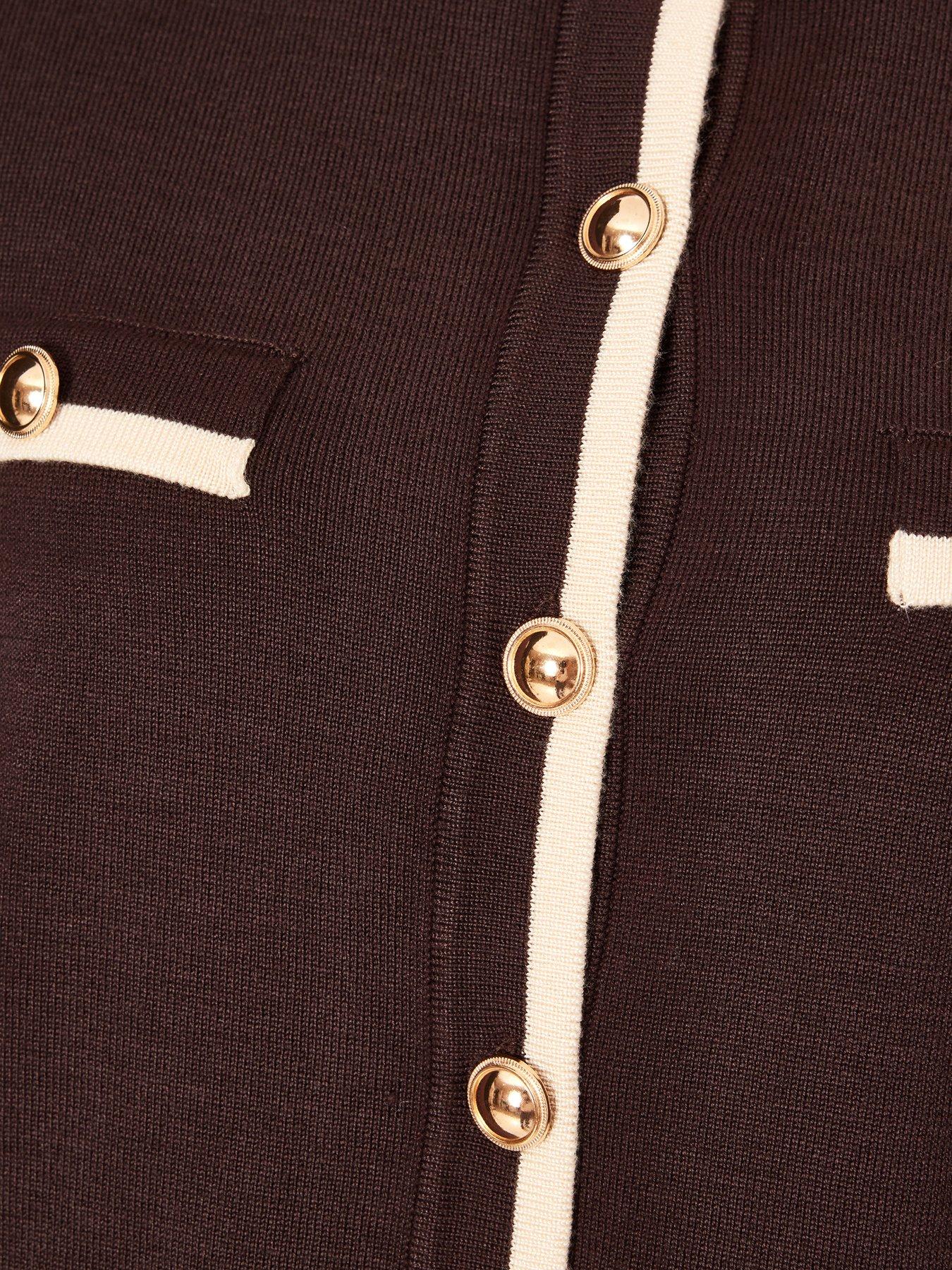 Image 6 of 6 of Quiz Brown Knit Contrast Top