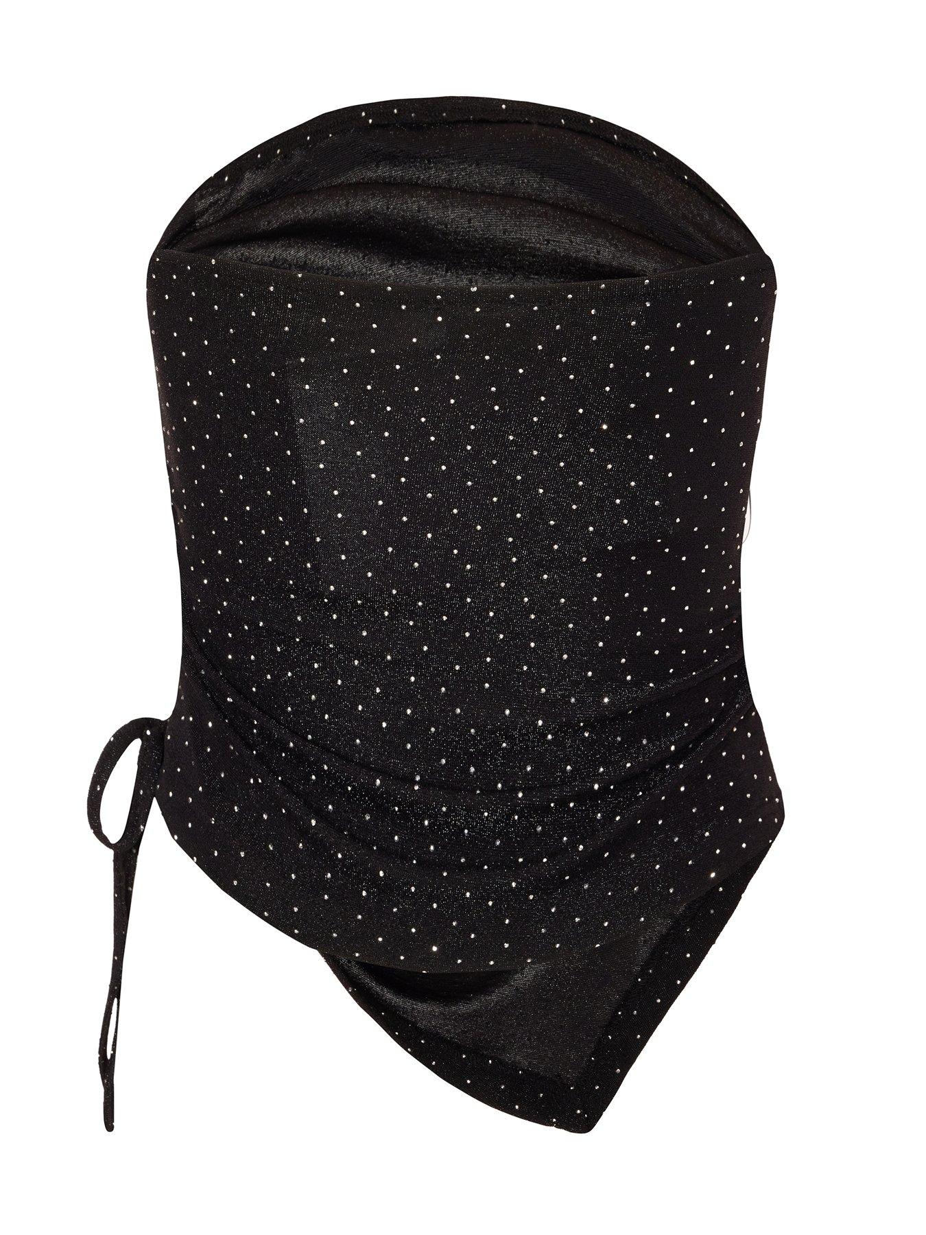  image of quiz-black-asymmetric-diamante-top