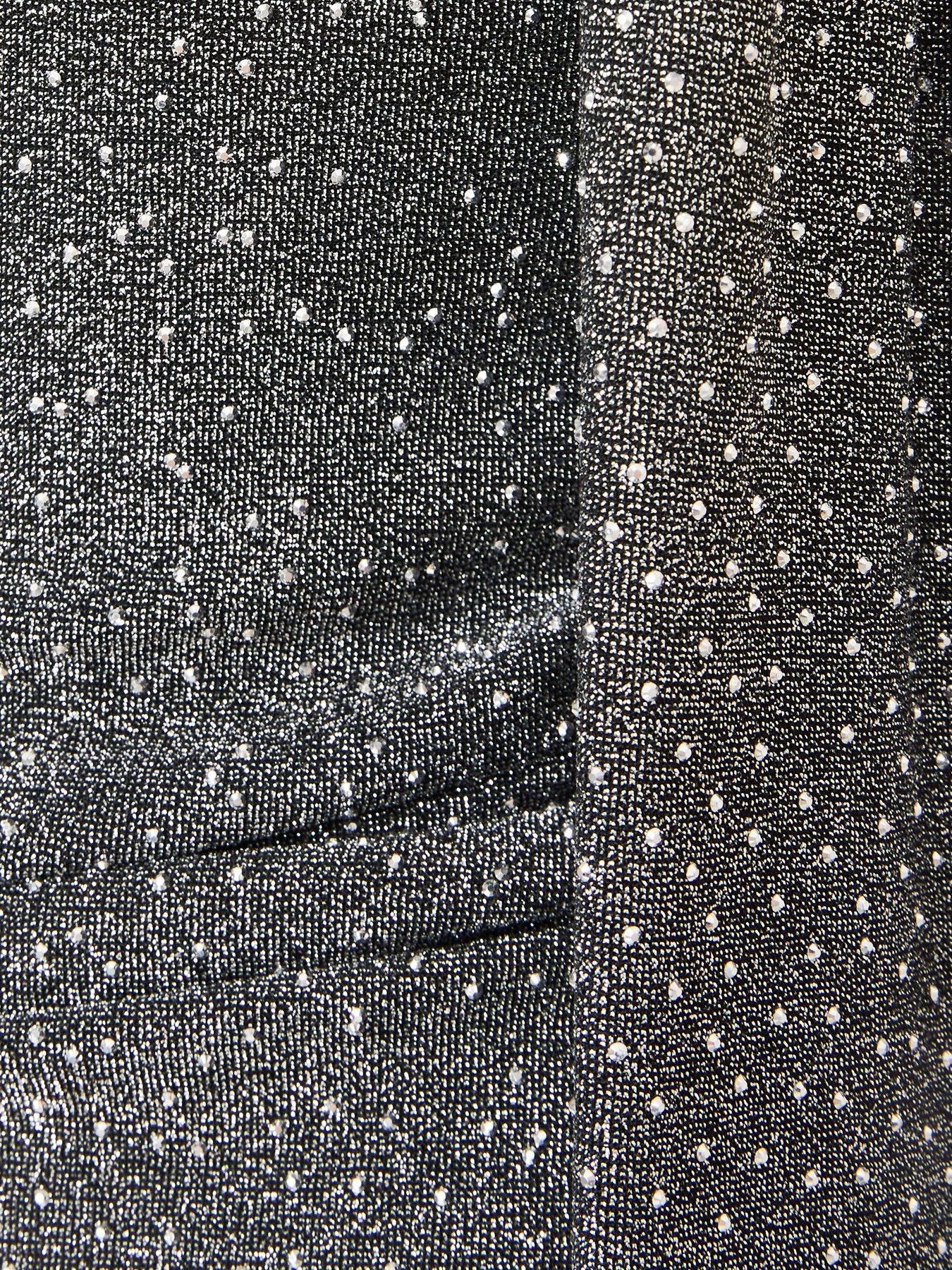  image of quiz-dark-silver-wrap-neck-top