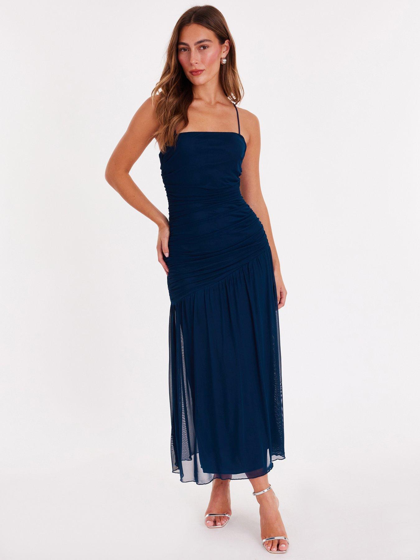 Quiz Navy Drop Waist Midaxi Dress