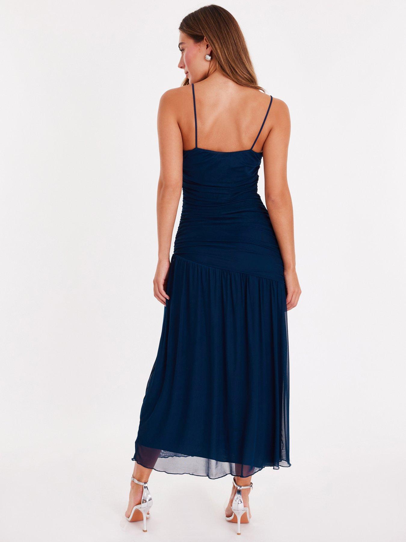  image of quiz-navy-drop-waist-midaxi-dress