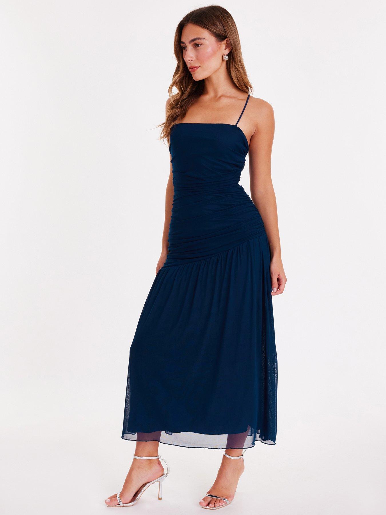  image of quiz-navy-drop-waist-midaxi-dress