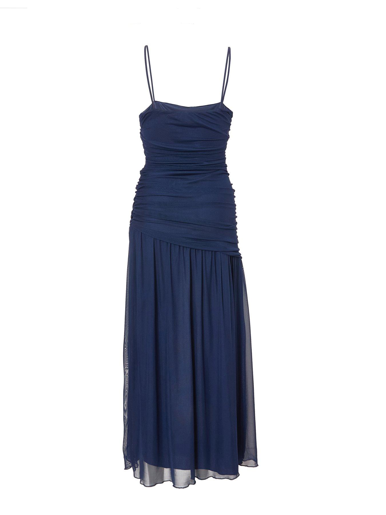  image of quiz-navy-drop-waist-midaxi-dress