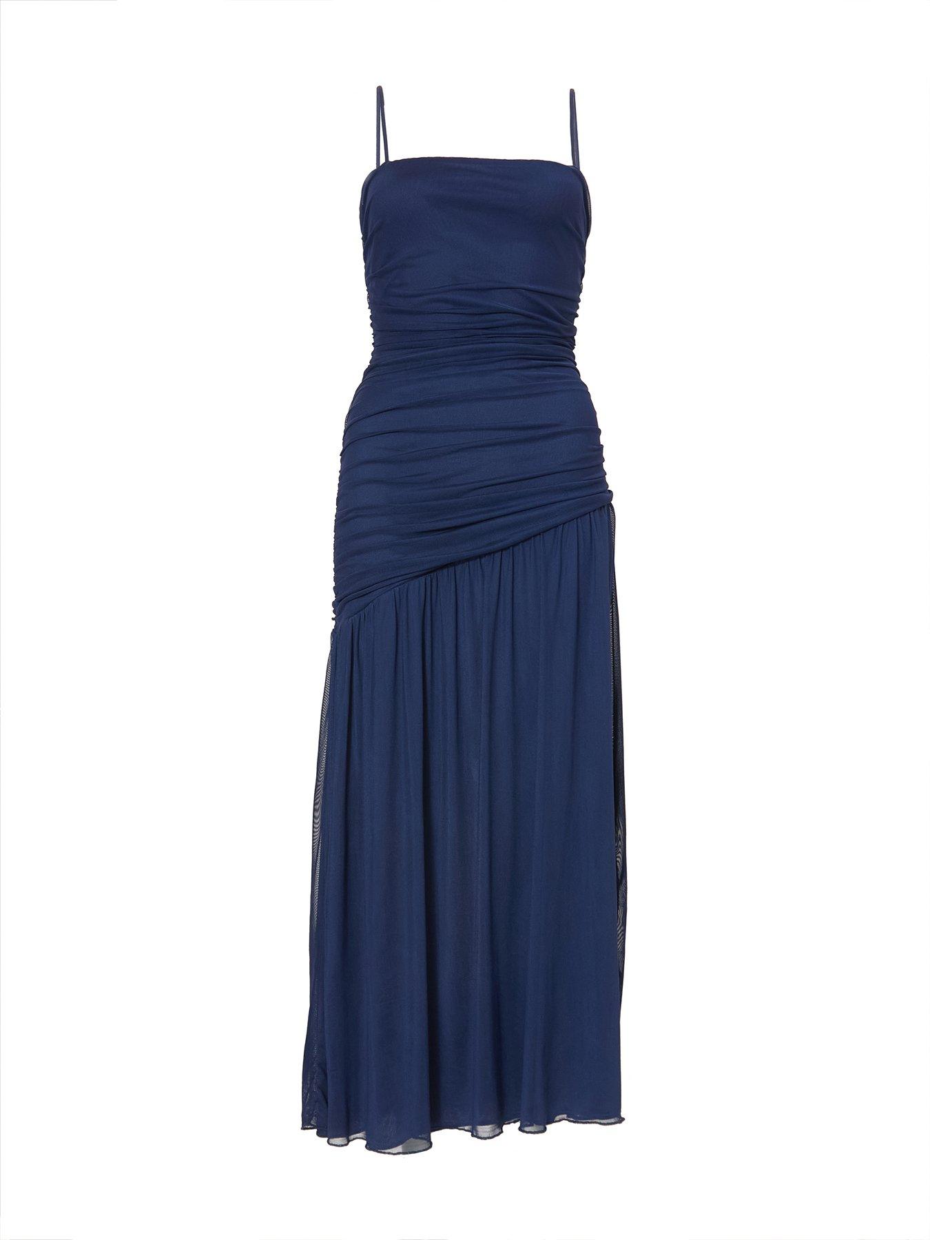  image of quiz-navy-drop-waist-midaxi-dress