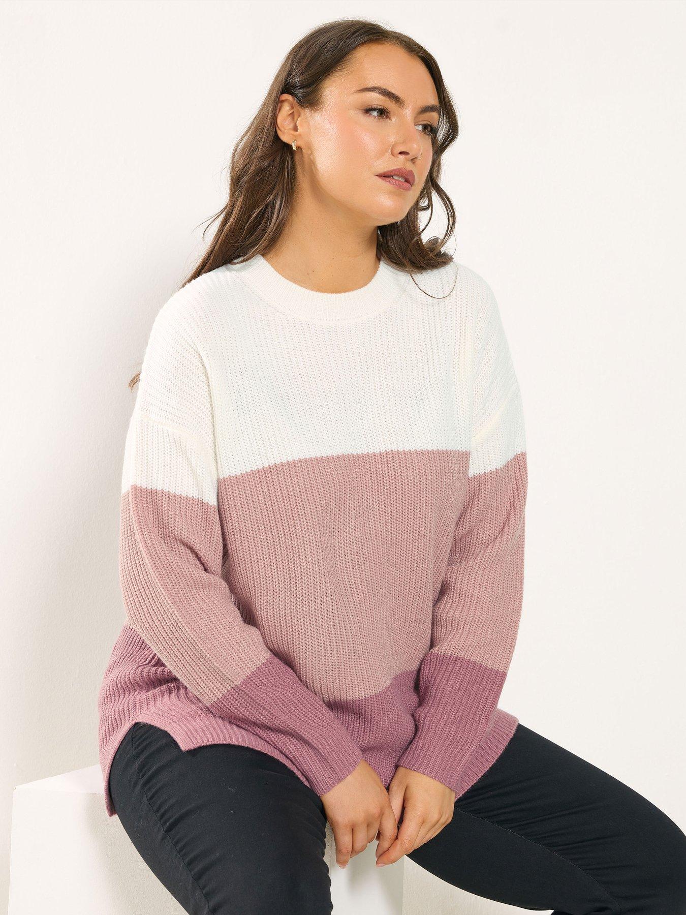 Image 1 of 4 of Yours Curve Colourblock Jumper - Pink